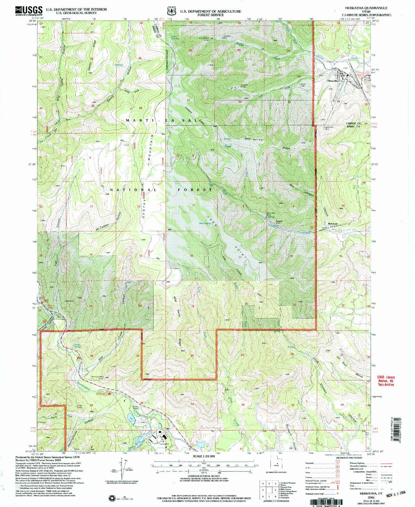 USGS 1:24000-SCALE QUADRANGLE FOR HIAWATHA, UT 2001
