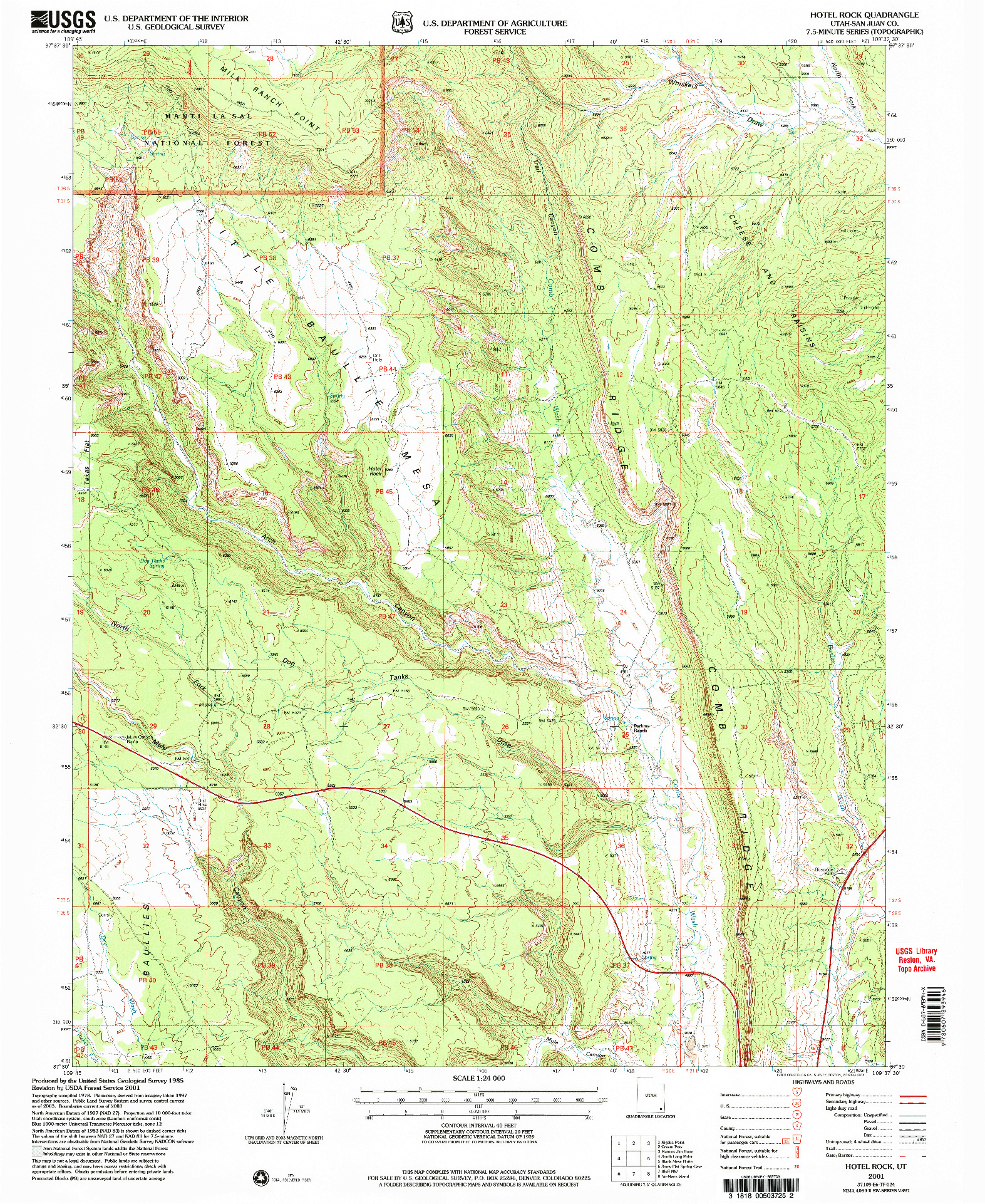 USGS 1:24000-SCALE QUADRANGLE FOR HOTEL ROCK, UT 2001