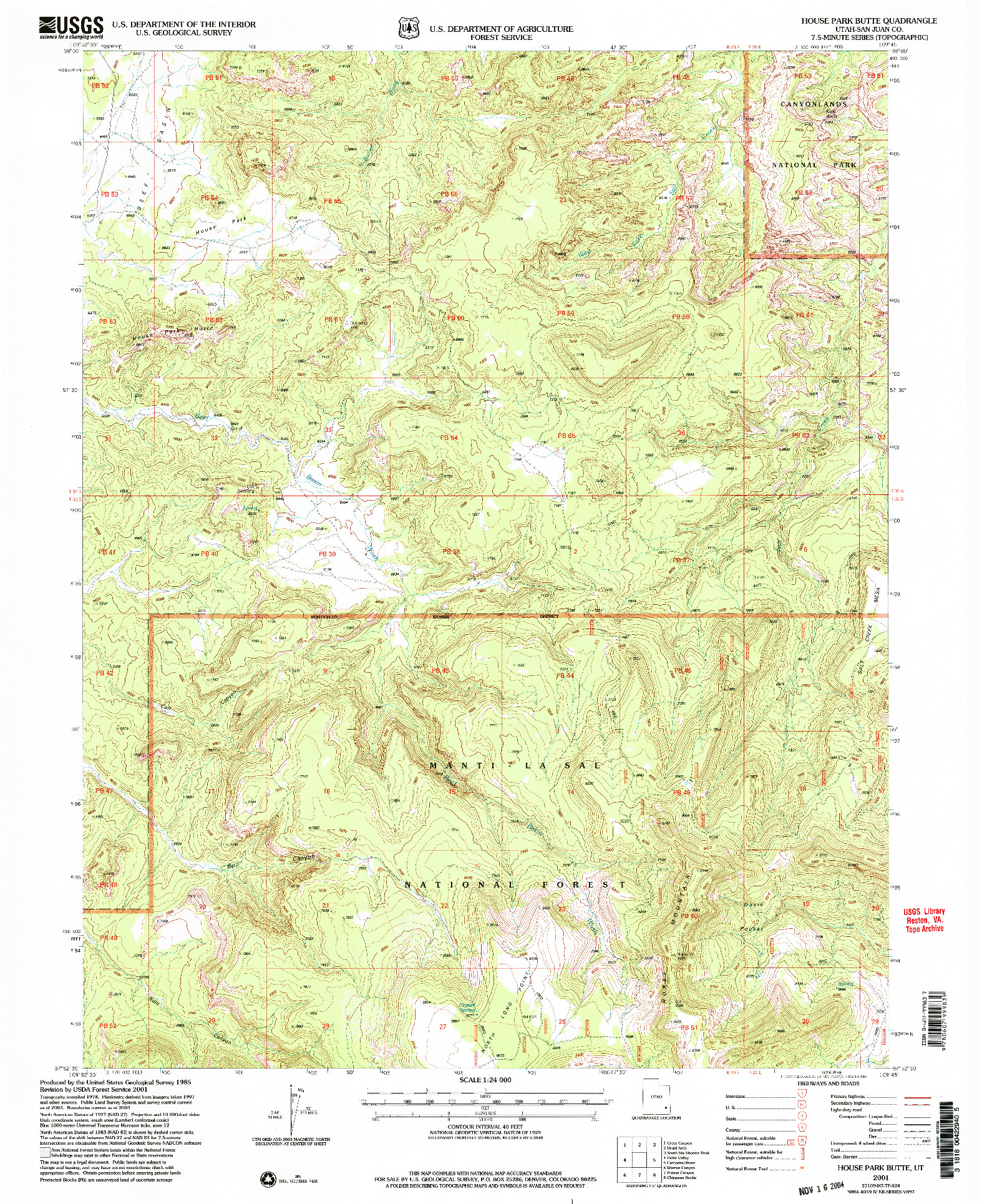 USGS 1:24000-SCALE QUADRANGLE FOR HOUSE PARK BUTTE, UT 2001