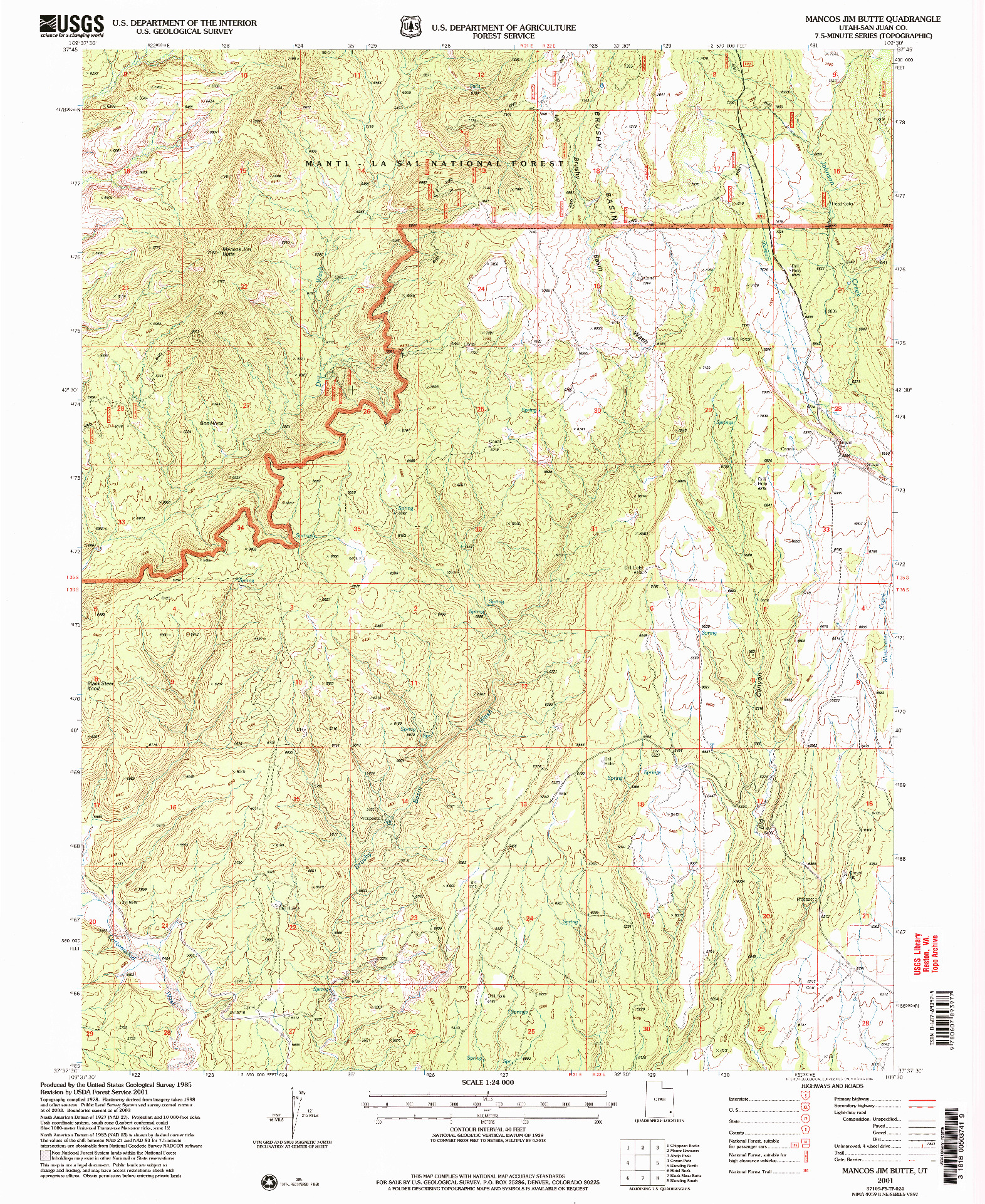USGS 1:24000-SCALE QUADRANGLE FOR MANCOS JIM BUTTE, UT 2001