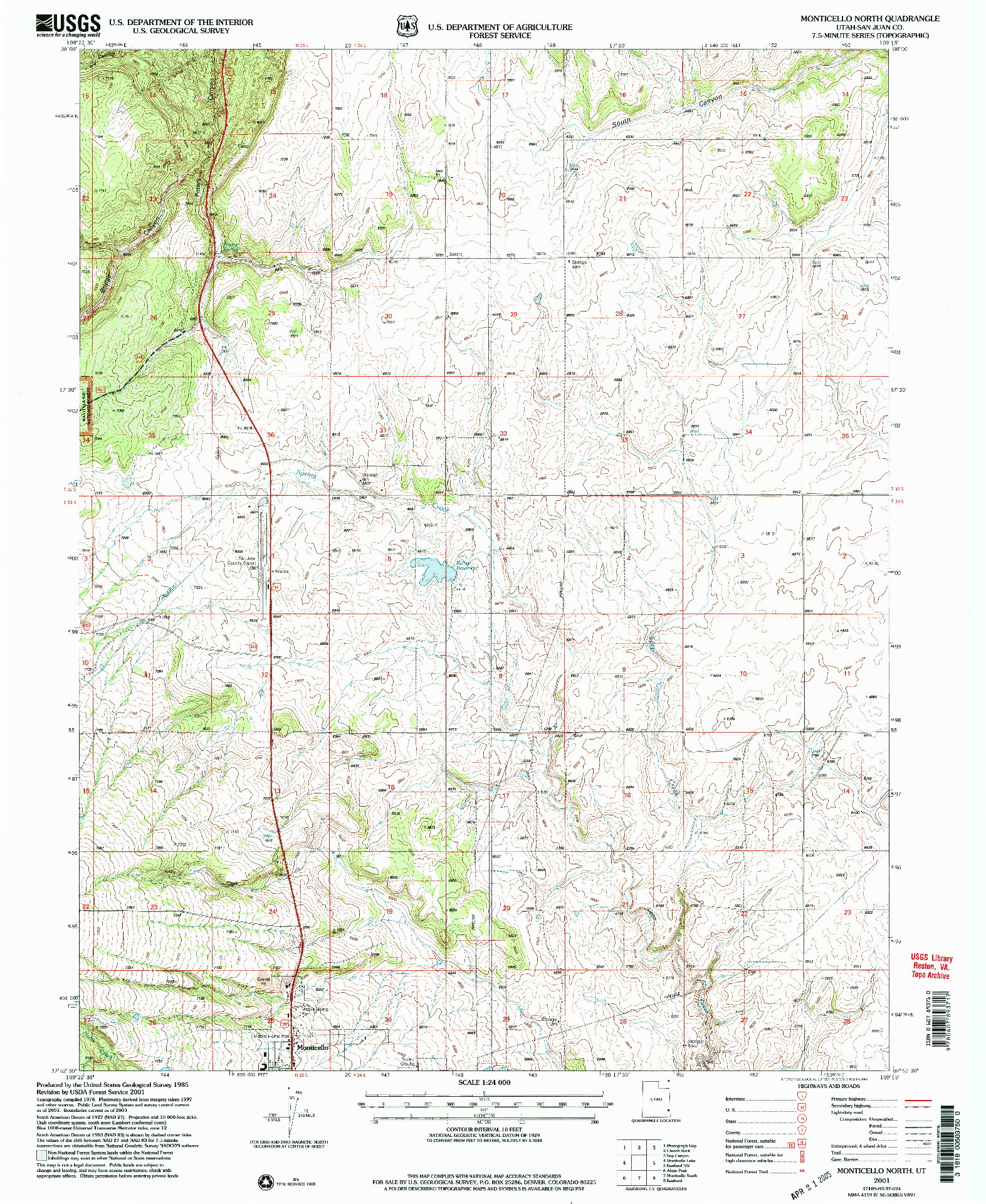 USGS 1:24000-SCALE QUADRANGLE FOR MONTICELLO NORTH, UT 2001
