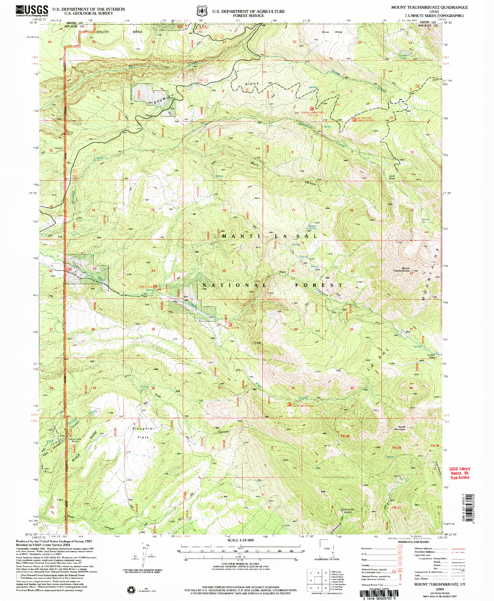 USGS 1:24000-SCALE QUADRANGLE FOR MOUNT TUKUHNIKIVATZ, UT 2001