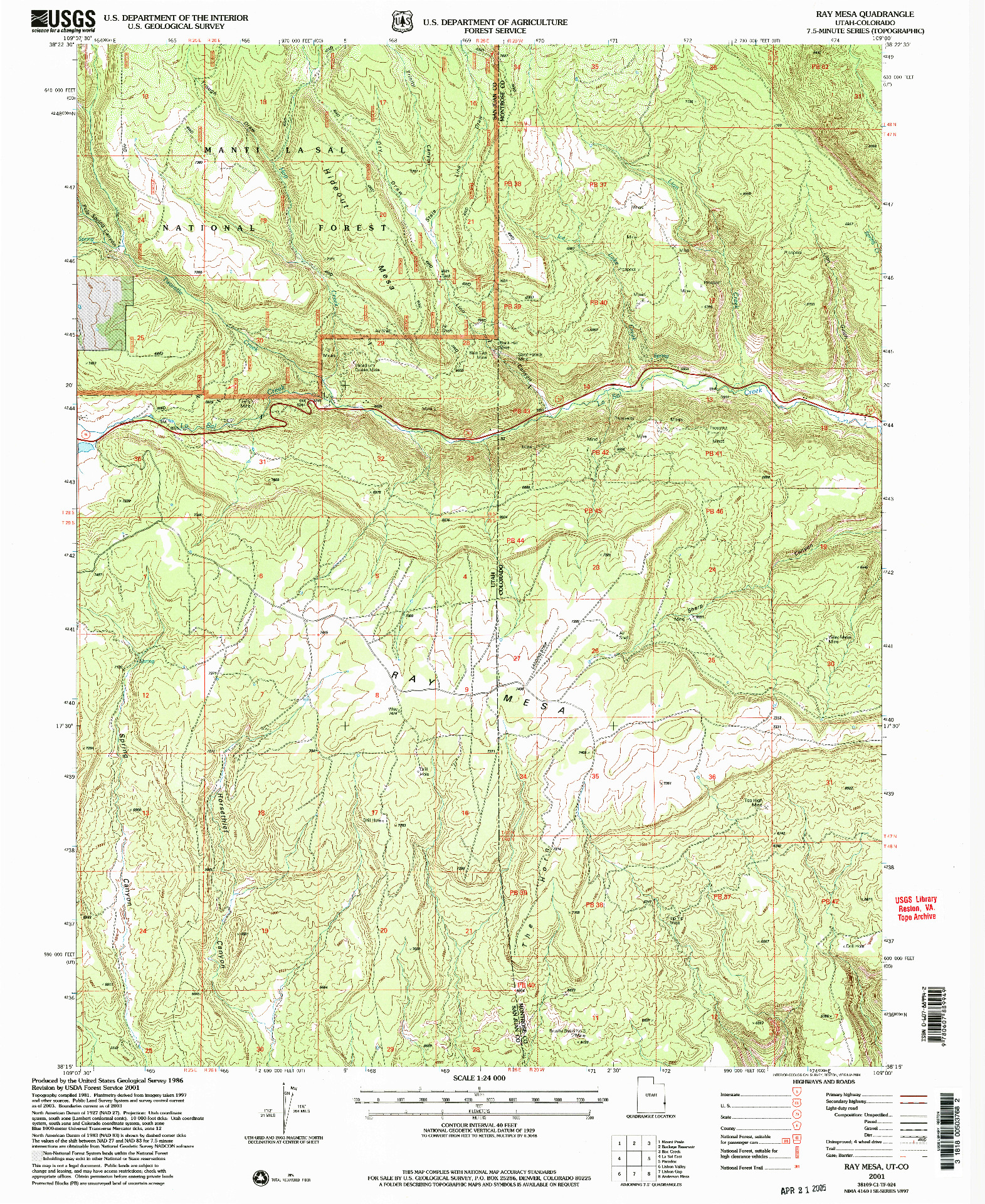 USGS 1:24000-SCALE QUADRANGLE FOR RAY MESA, UT 2001