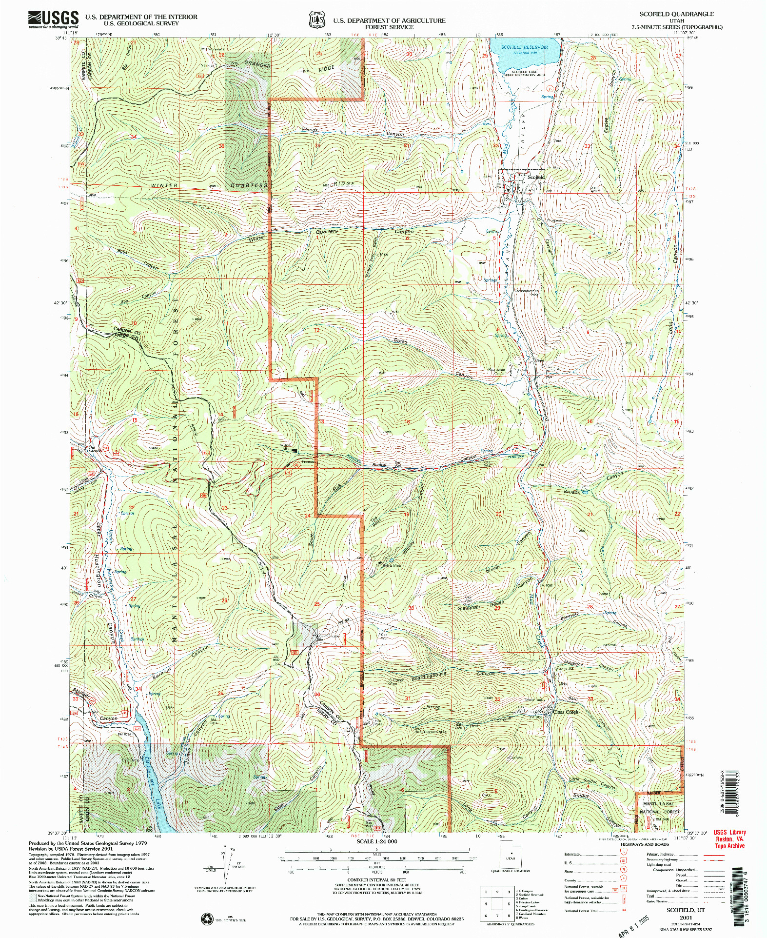 USGS 1:24000-SCALE QUADRANGLE FOR SCOFIELD, UT 2001