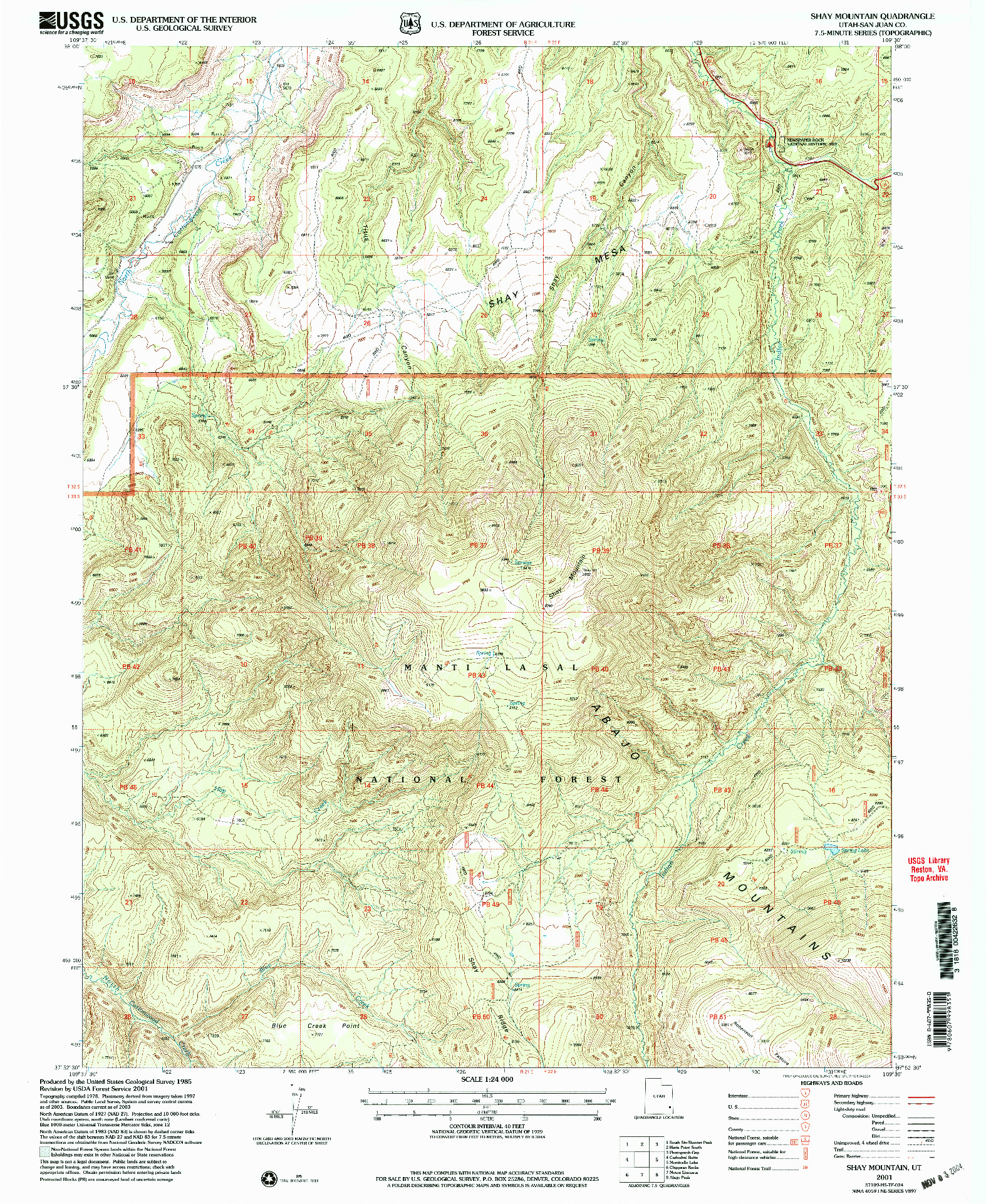 USGS 1:24000-SCALE QUADRANGLE FOR SHAY MOUNTAIN, UT 2001