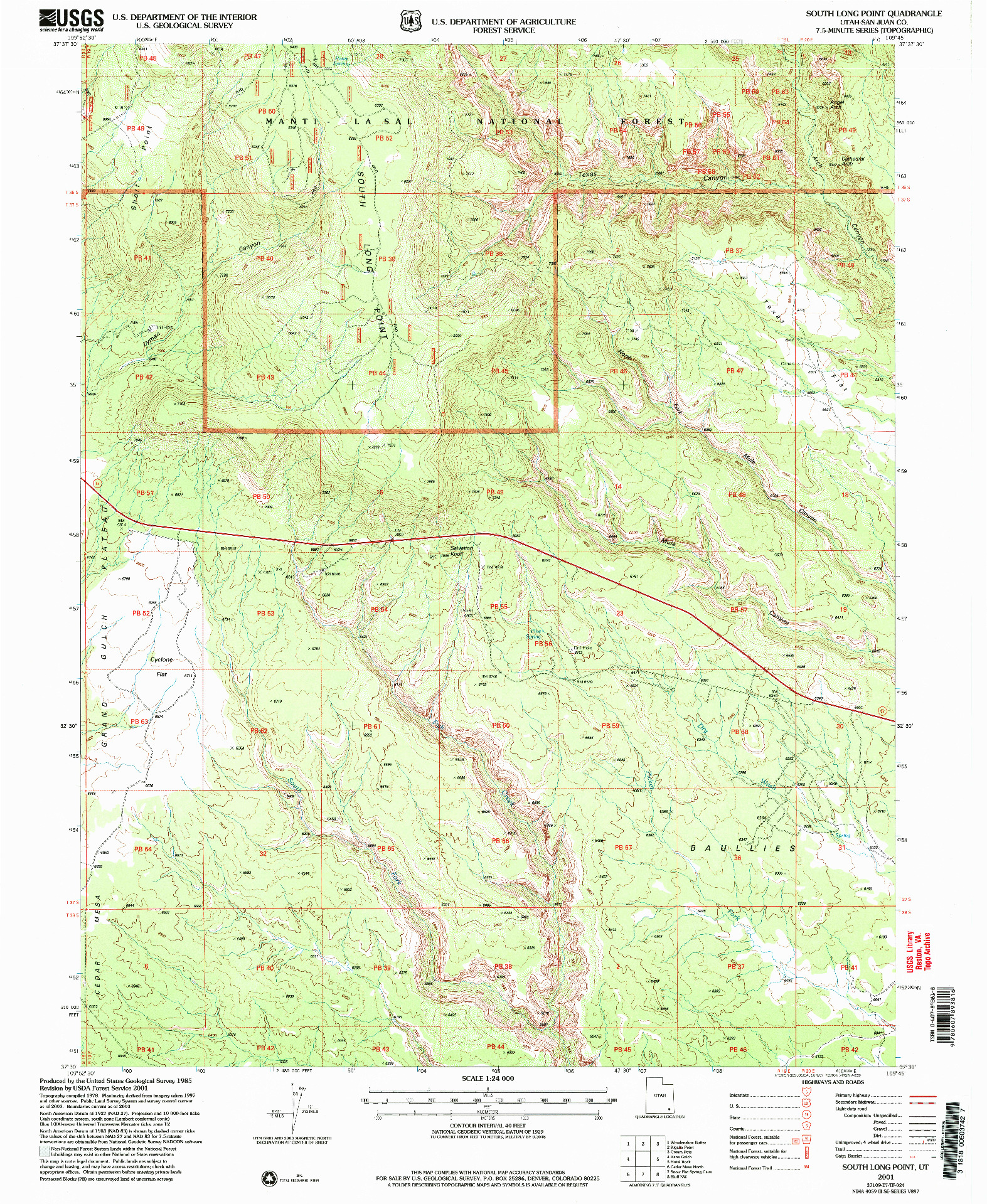 USGS 1:24000-SCALE QUADRANGLE FOR SOUTH LONG POINT, UT 2001