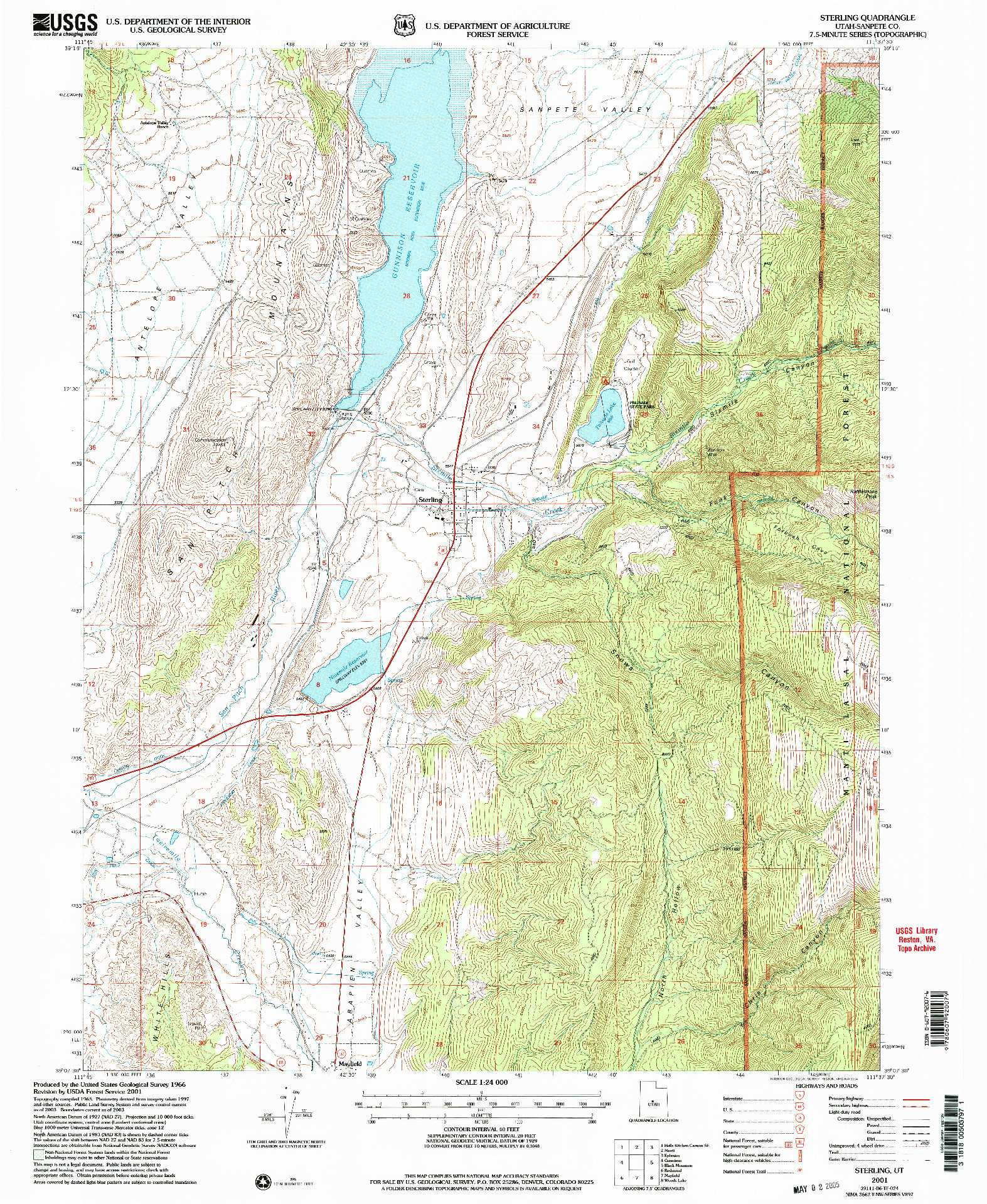 USGS 1:24000-SCALE QUADRANGLE FOR STERLING, UT 2001