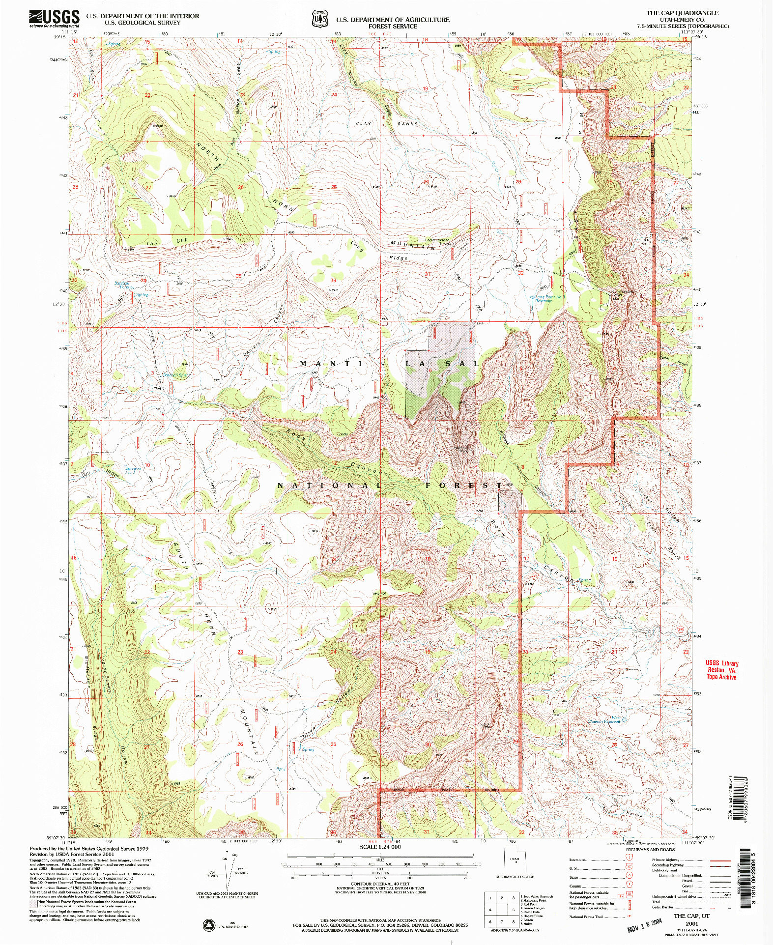 USGS 1:24000-SCALE QUADRANGLE FOR THE CAP, UT 2001