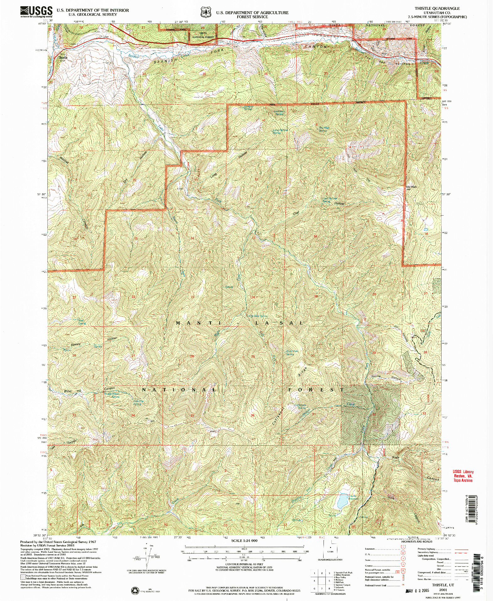 USGS 1:24000-SCALE QUADRANGLE FOR THISTLE, UT 2001