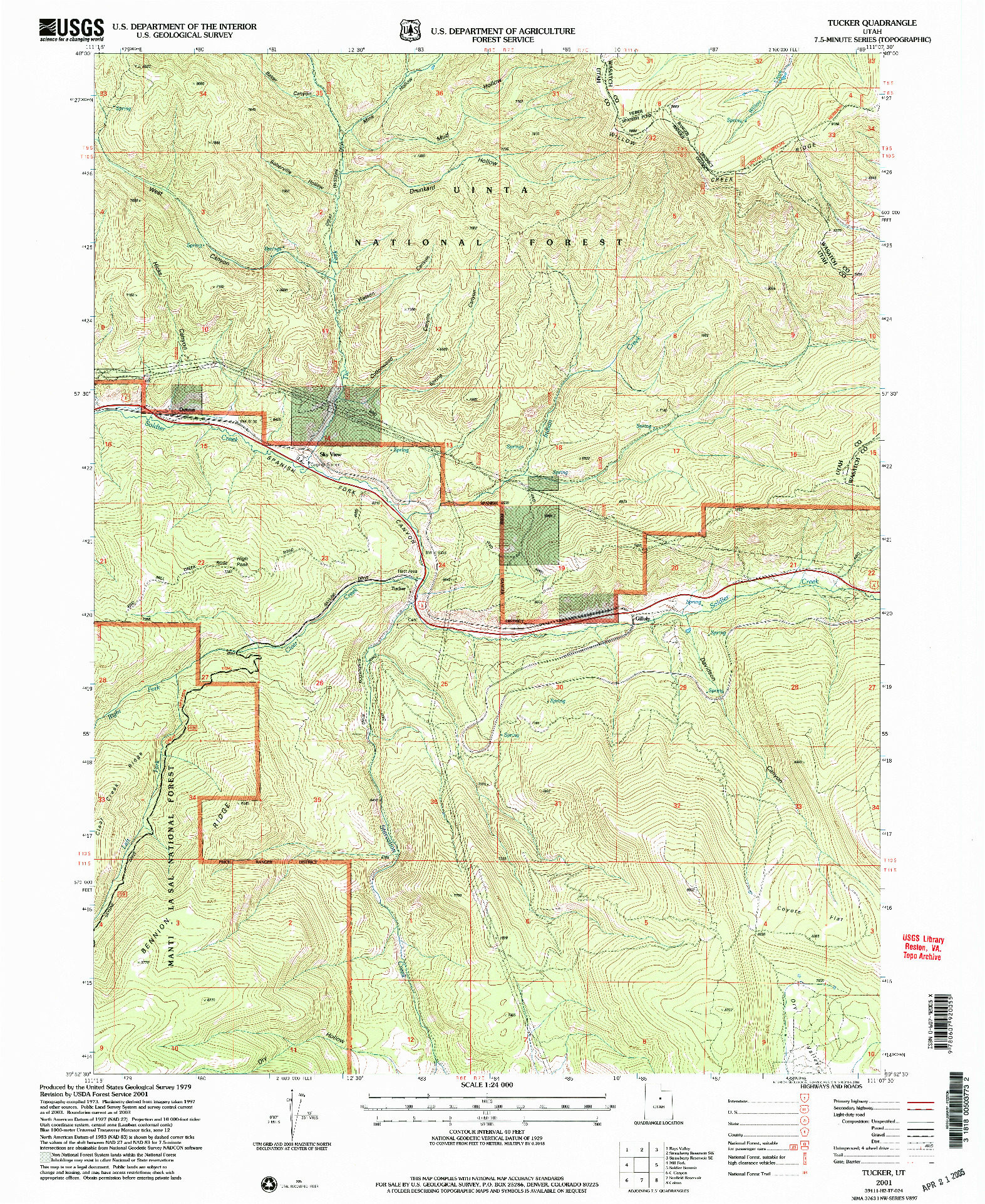 USGS 1:24000-SCALE QUADRANGLE FOR TUCKER, UT 2001