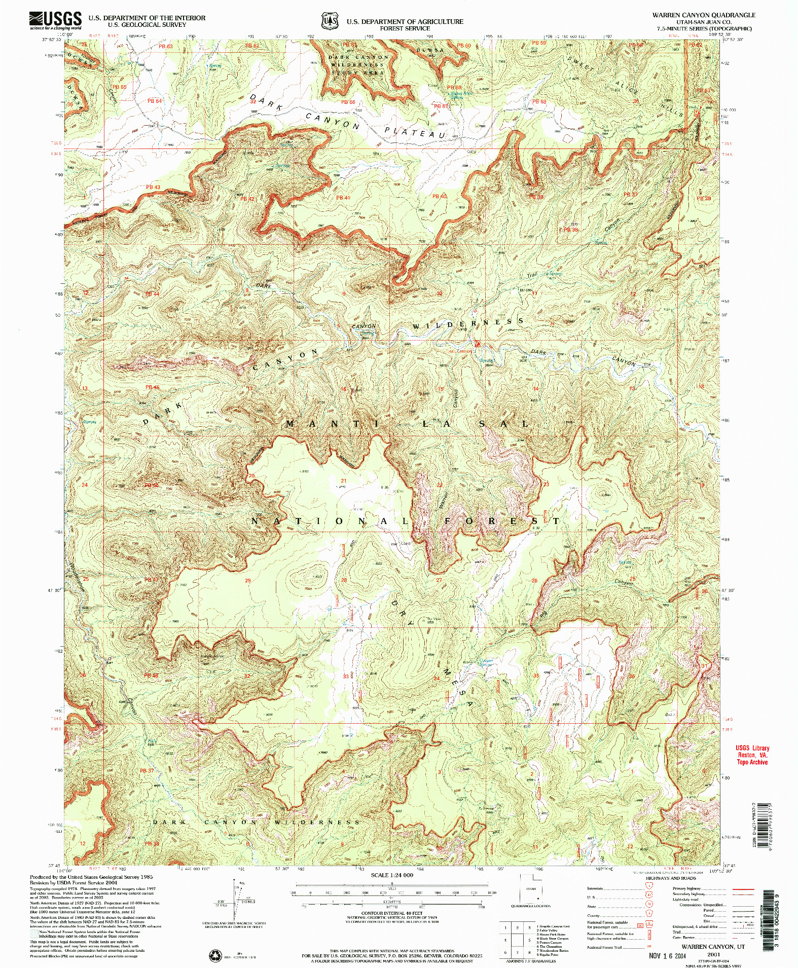 USGS 1:24000-SCALE QUADRANGLE FOR WARREN CANYON, UT 2001