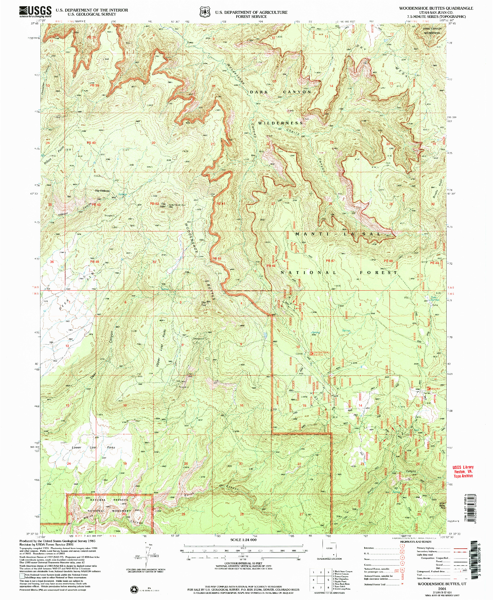 USGS 1:24000-SCALE QUADRANGLE FOR WOODENSHOE BUTTES, UT 2001