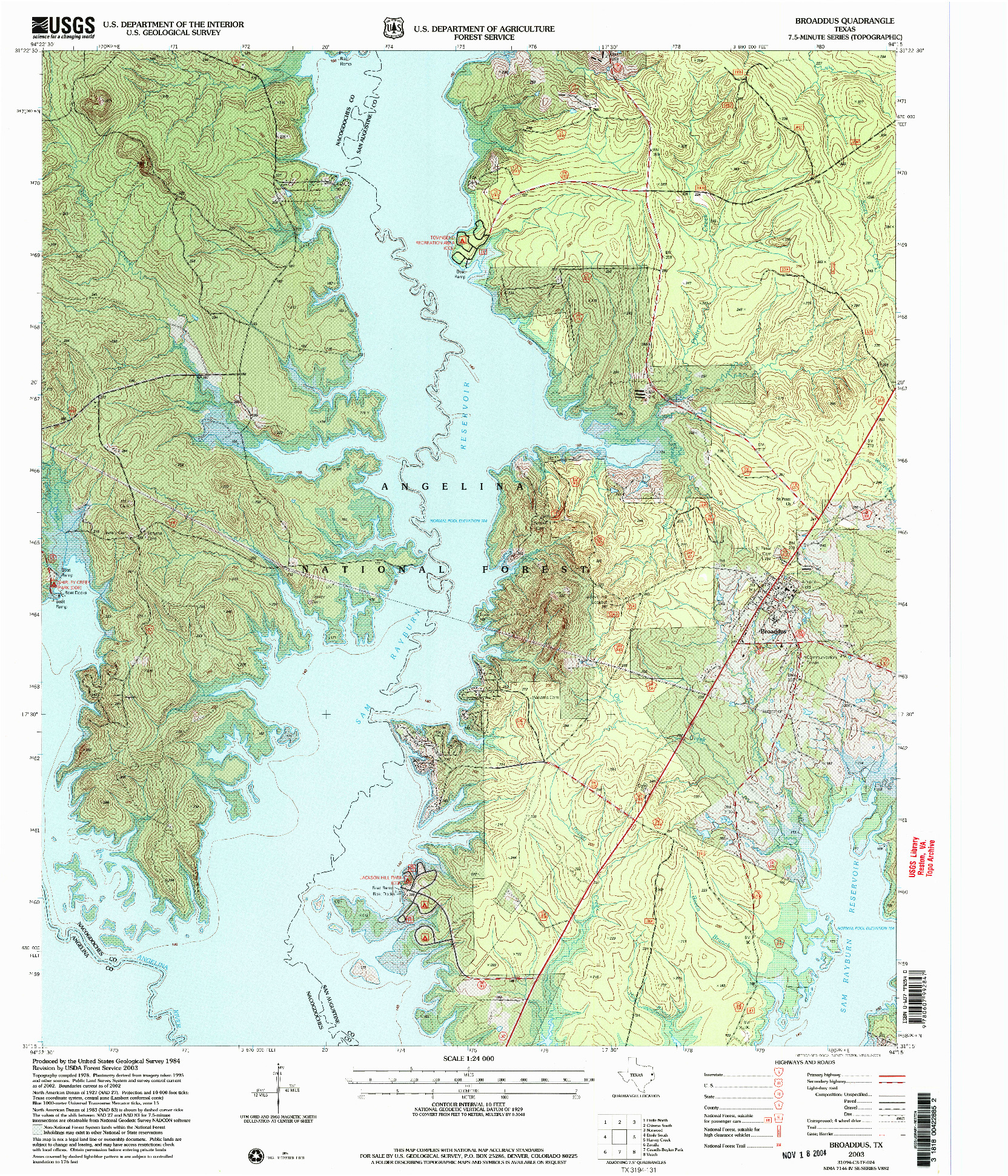 USGS 1:24000-SCALE QUADRANGLE FOR BROADDUS, TX 2003