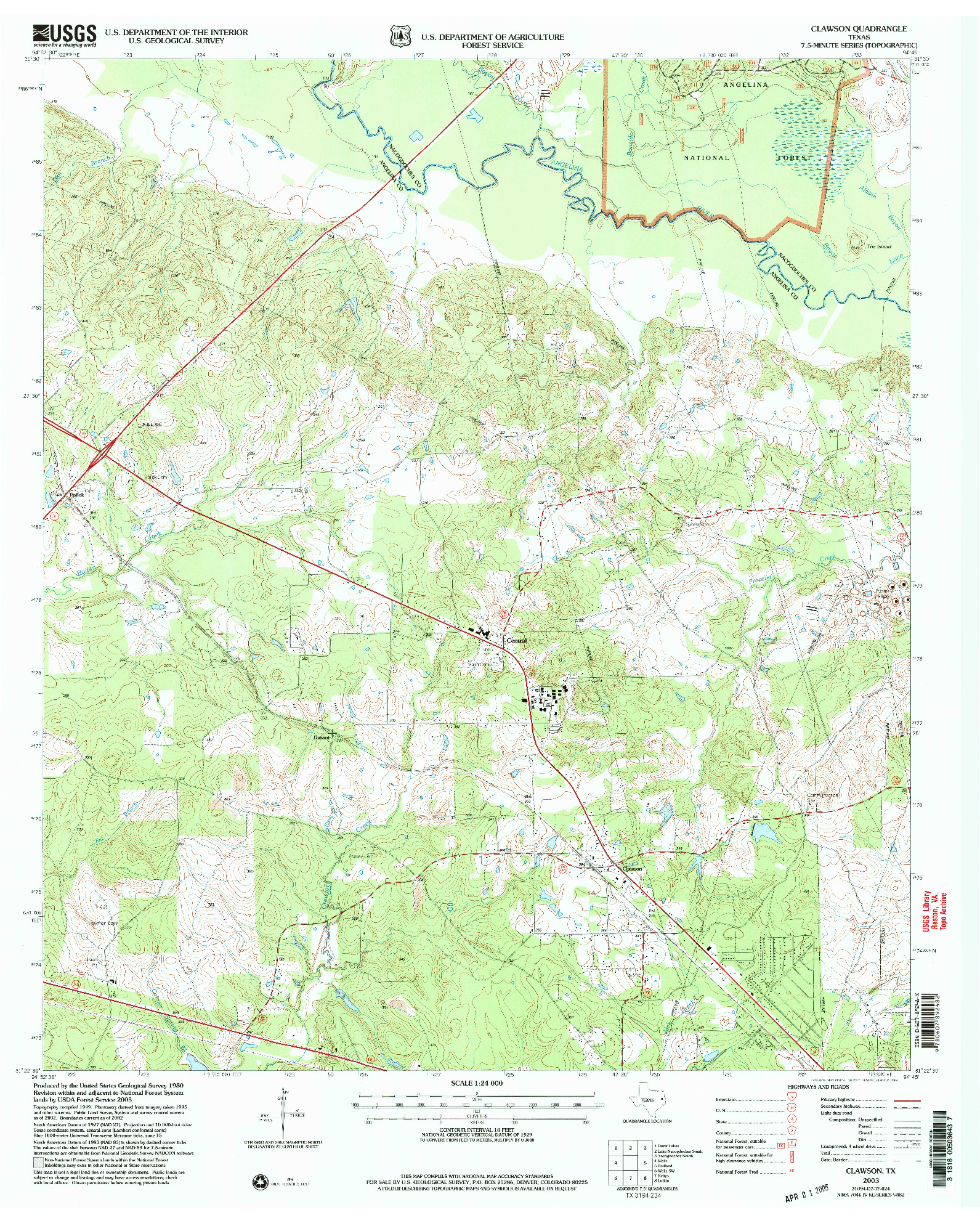 USGS 1:24000-SCALE QUADRANGLE FOR CLAWSON, TX 2003