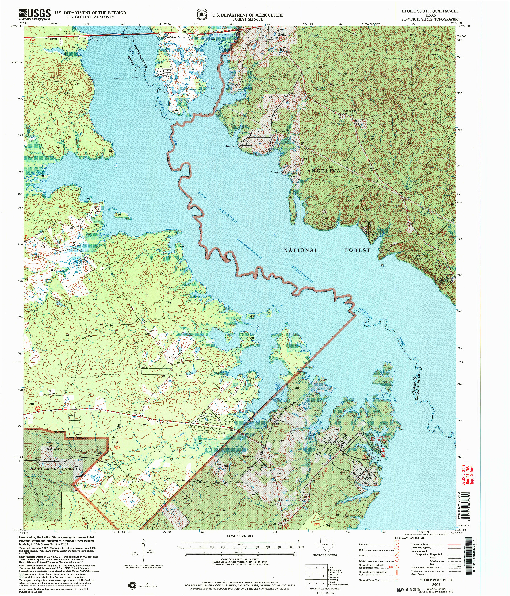 USGS 1:24000-SCALE QUADRANGLE FOR ETOILE SOUTH, TX 2003