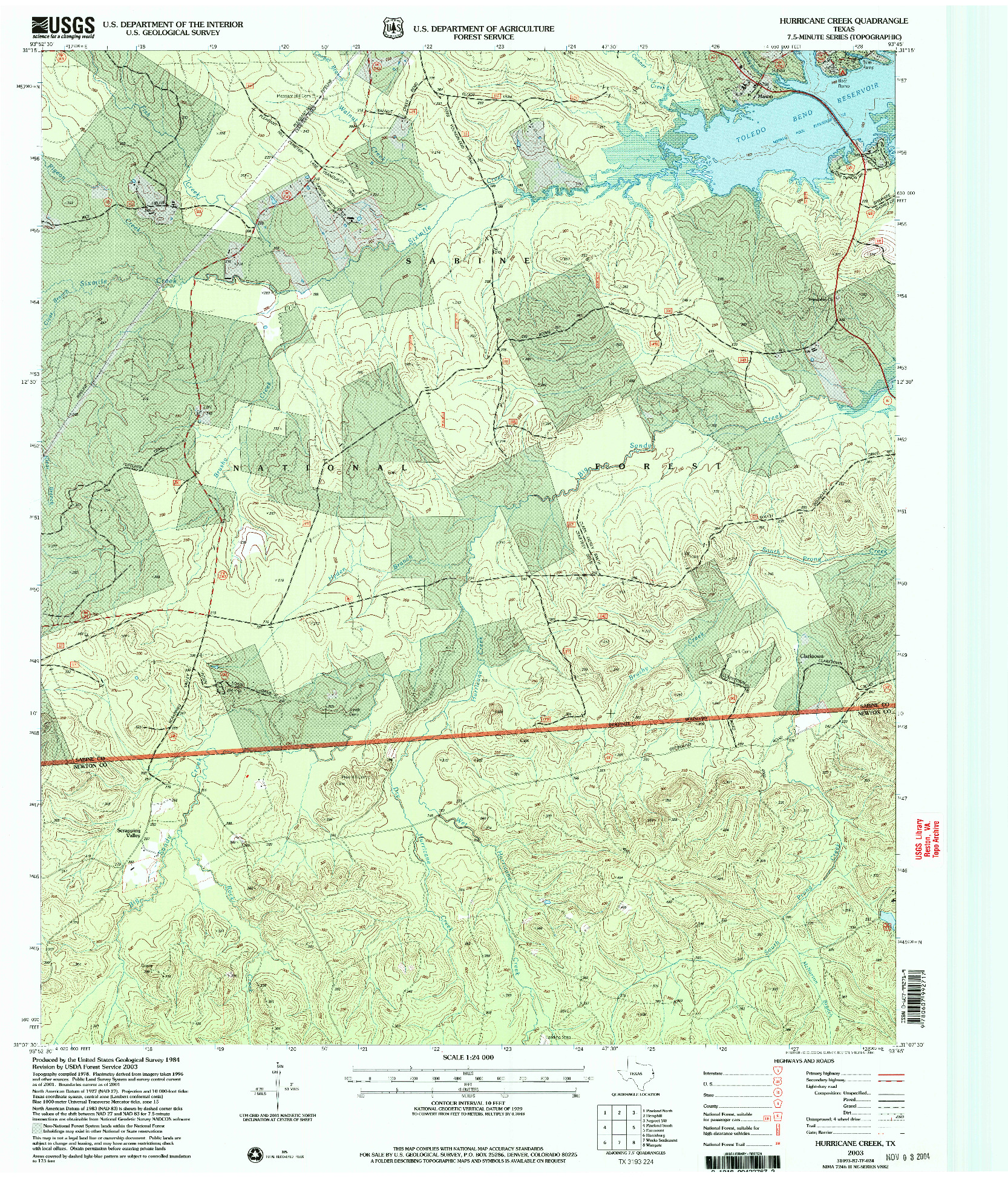 USGS 1:24000-SCALE QUADRANGLE FOR HURRICANE CREEK, TX 2003