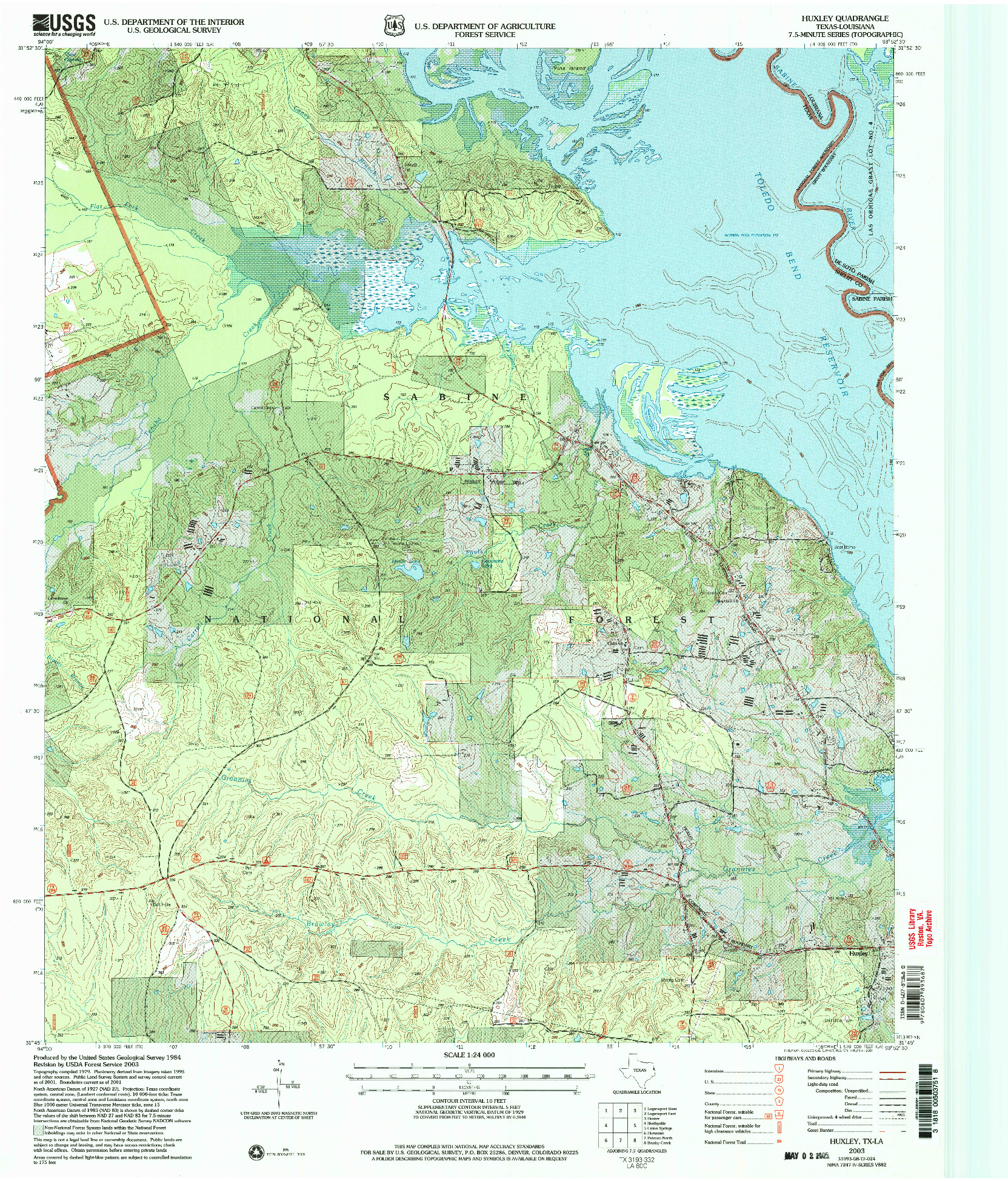 USGS 1:24000-SCALE QUADRANGLE FOR HUXLEY, TX 2003