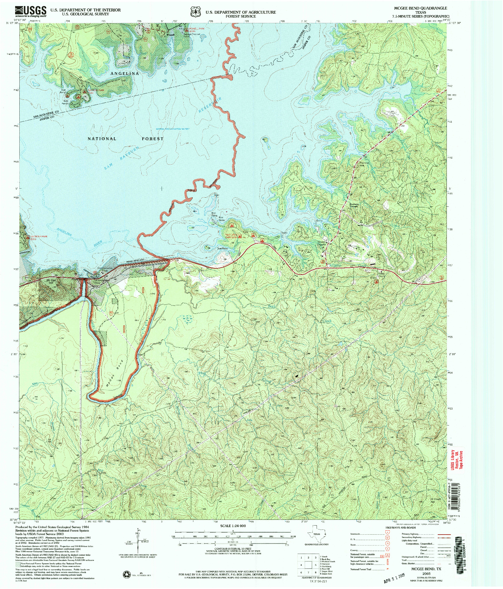 USGS 1:24000-SCALE QUADRANGLE FOR MCGEE BEND, TX 2003