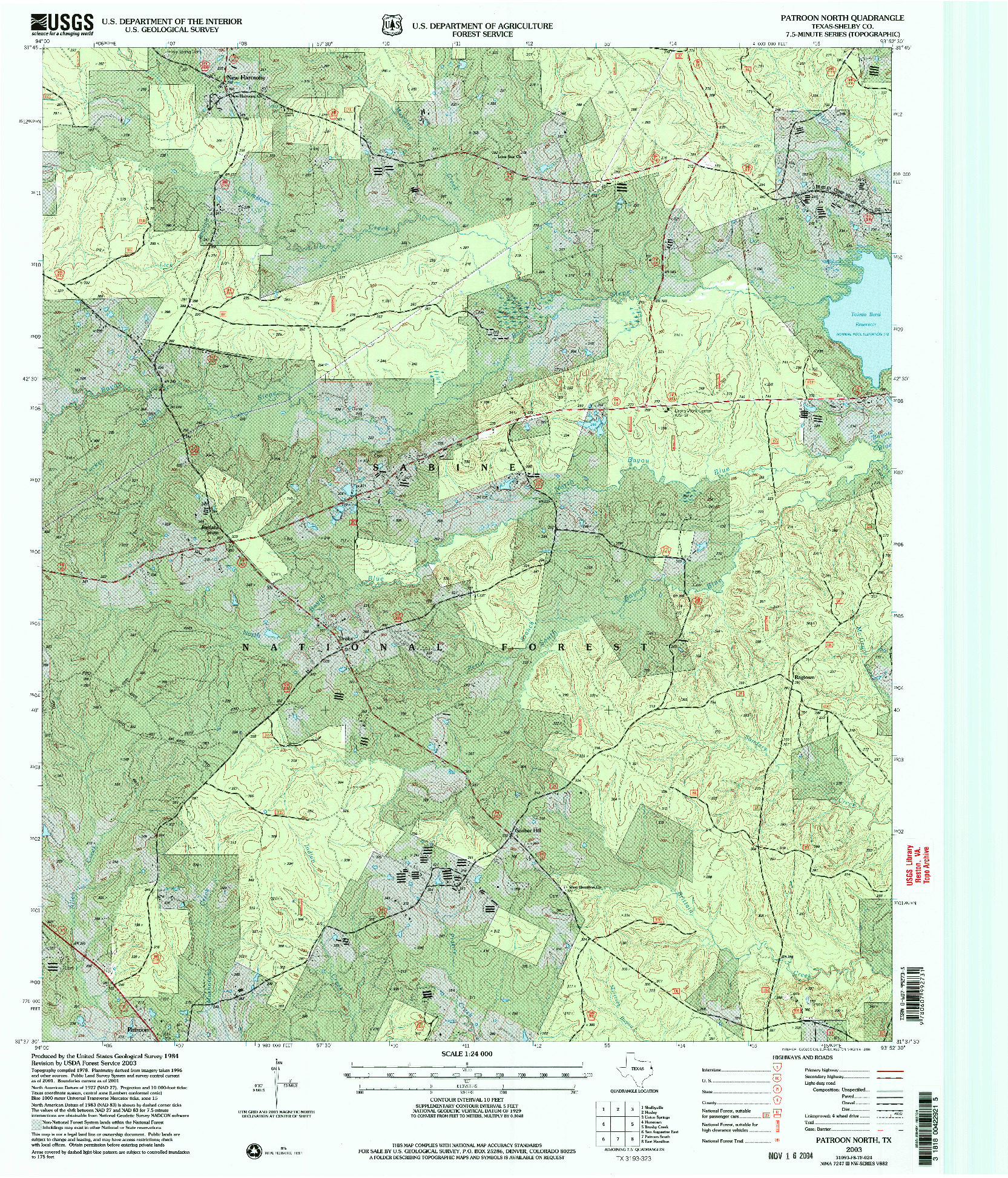 USGS 1:24000-SCALE QUADRANGLE FOR PATROON NORTH, TX 2003