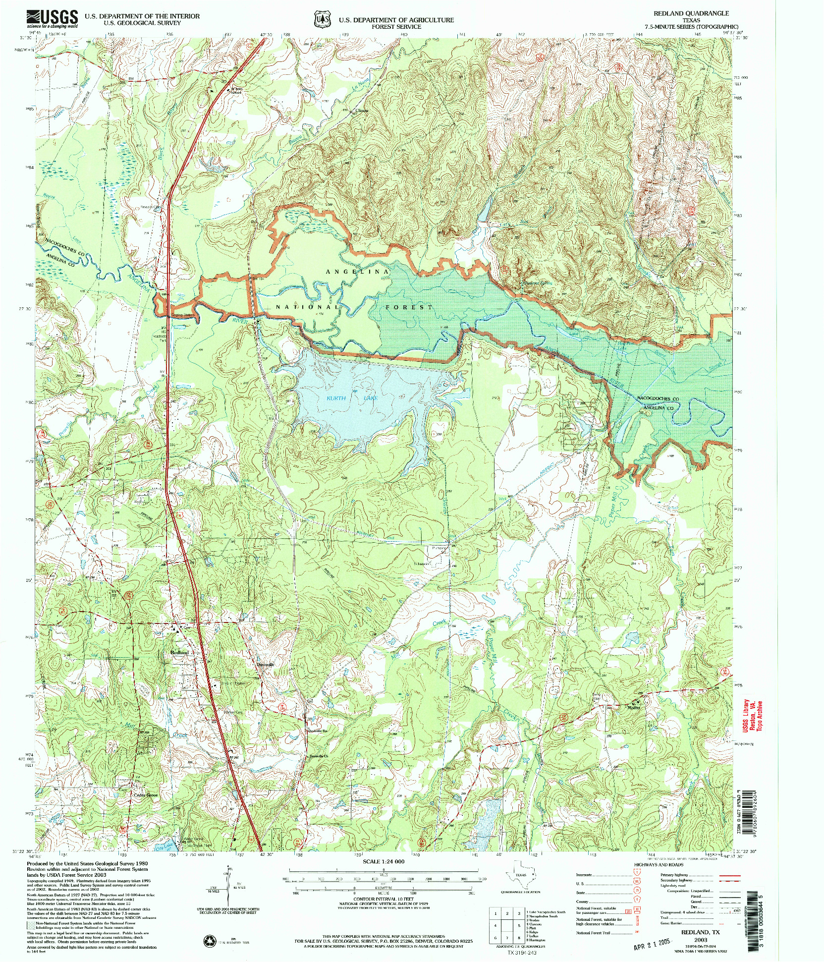 USGS 1:24000-SCALE QUADRANGLE FOR REDLAND, TX 2003