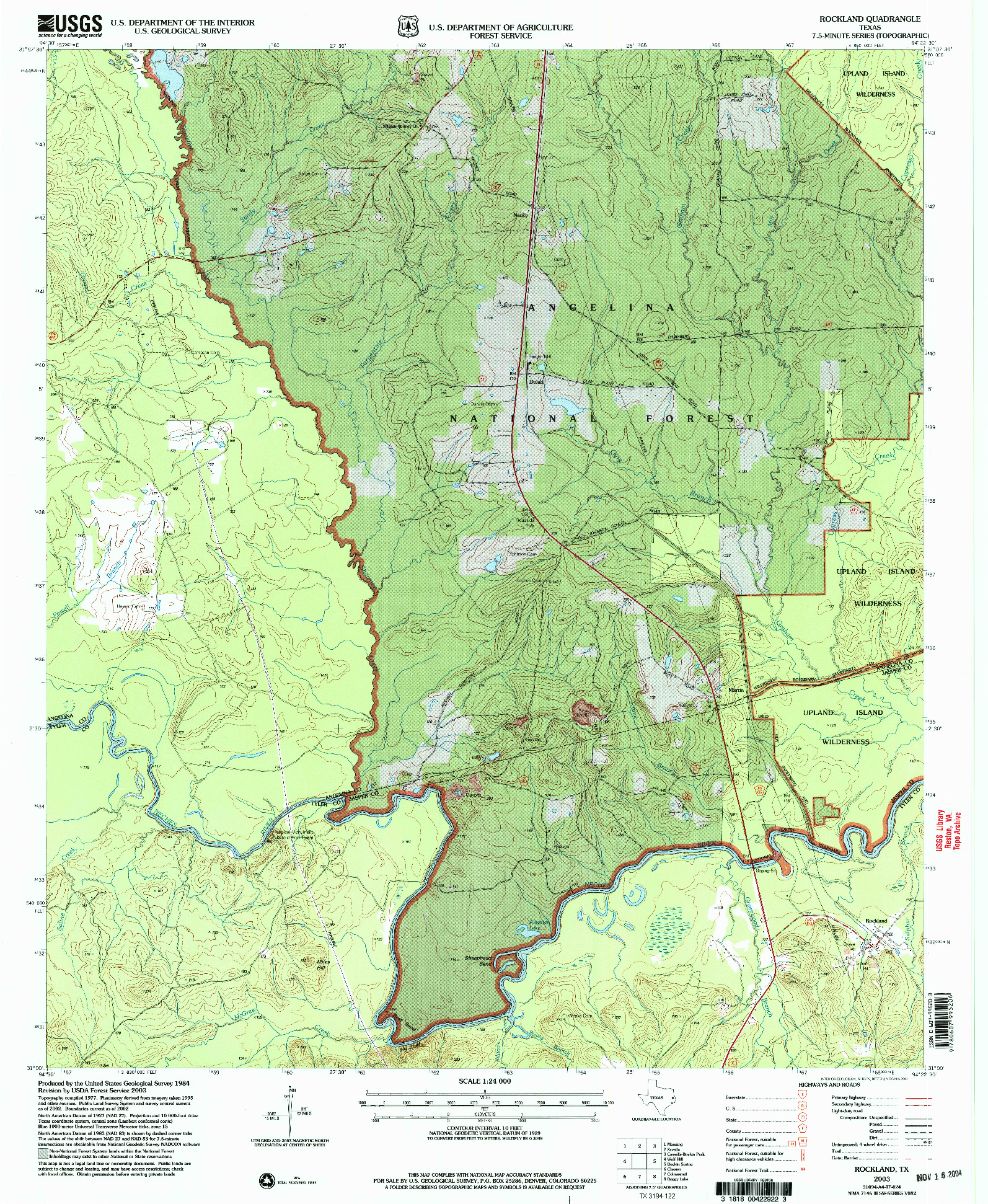 USGS 1:24000-SCALE QUADRANGLE FOR ROCKLAND, TX 2003