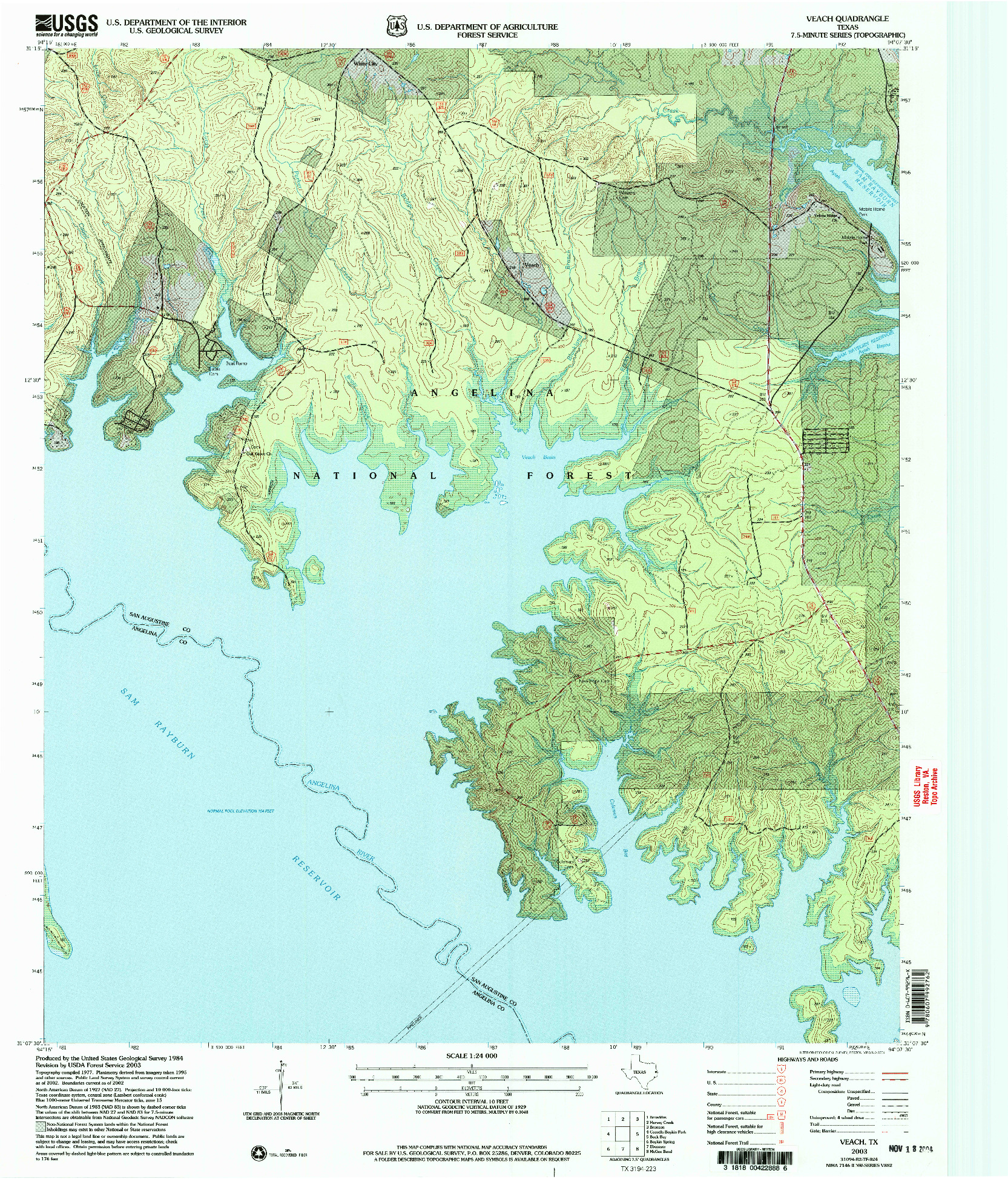 USGS 1:24000-SCALE QUADRANGLE FOR VEACH, TX 2003