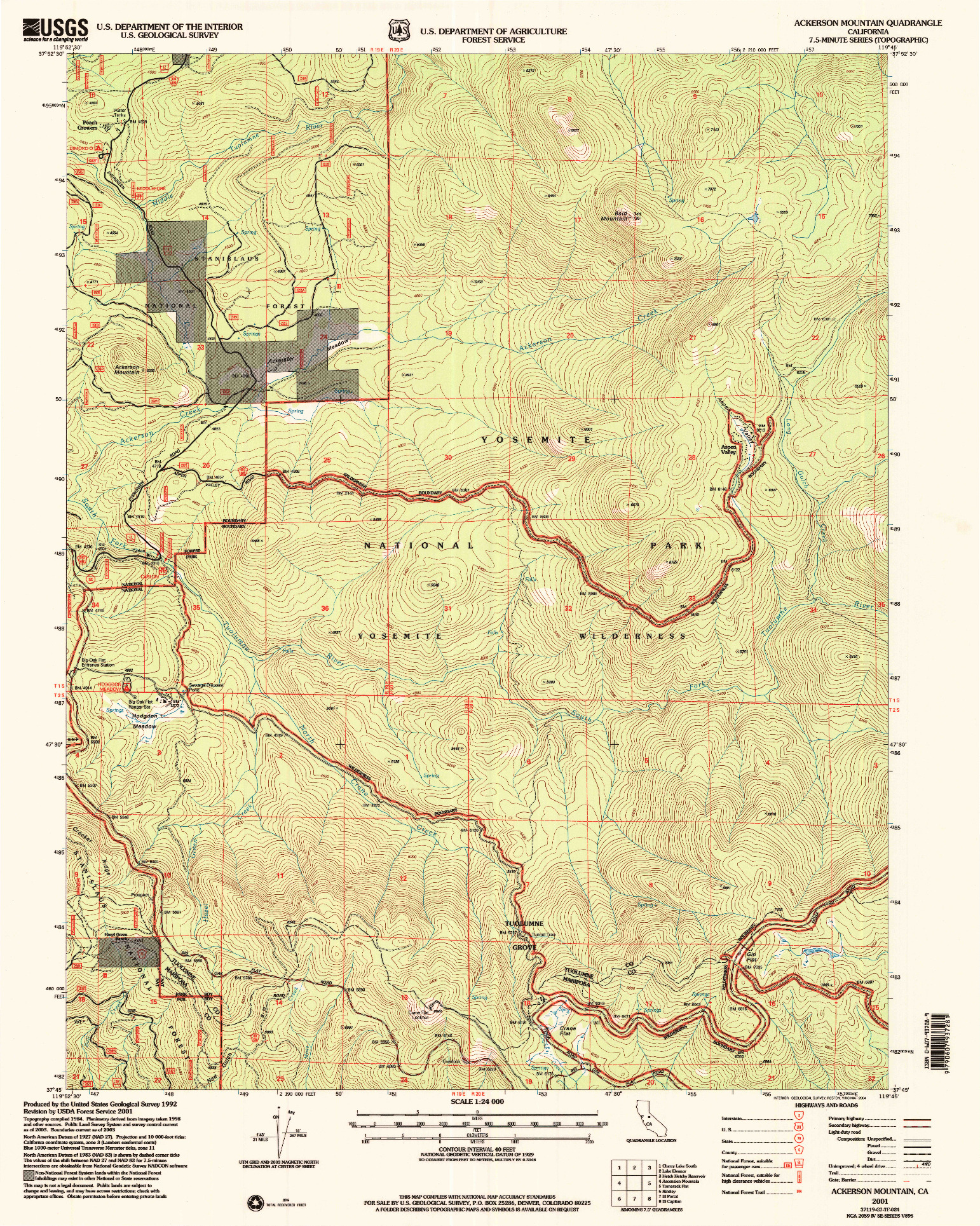 USGS 1:24000-SCALE QUADRANGLE FOR ACKERSON MOUNTAIN, CA 2001