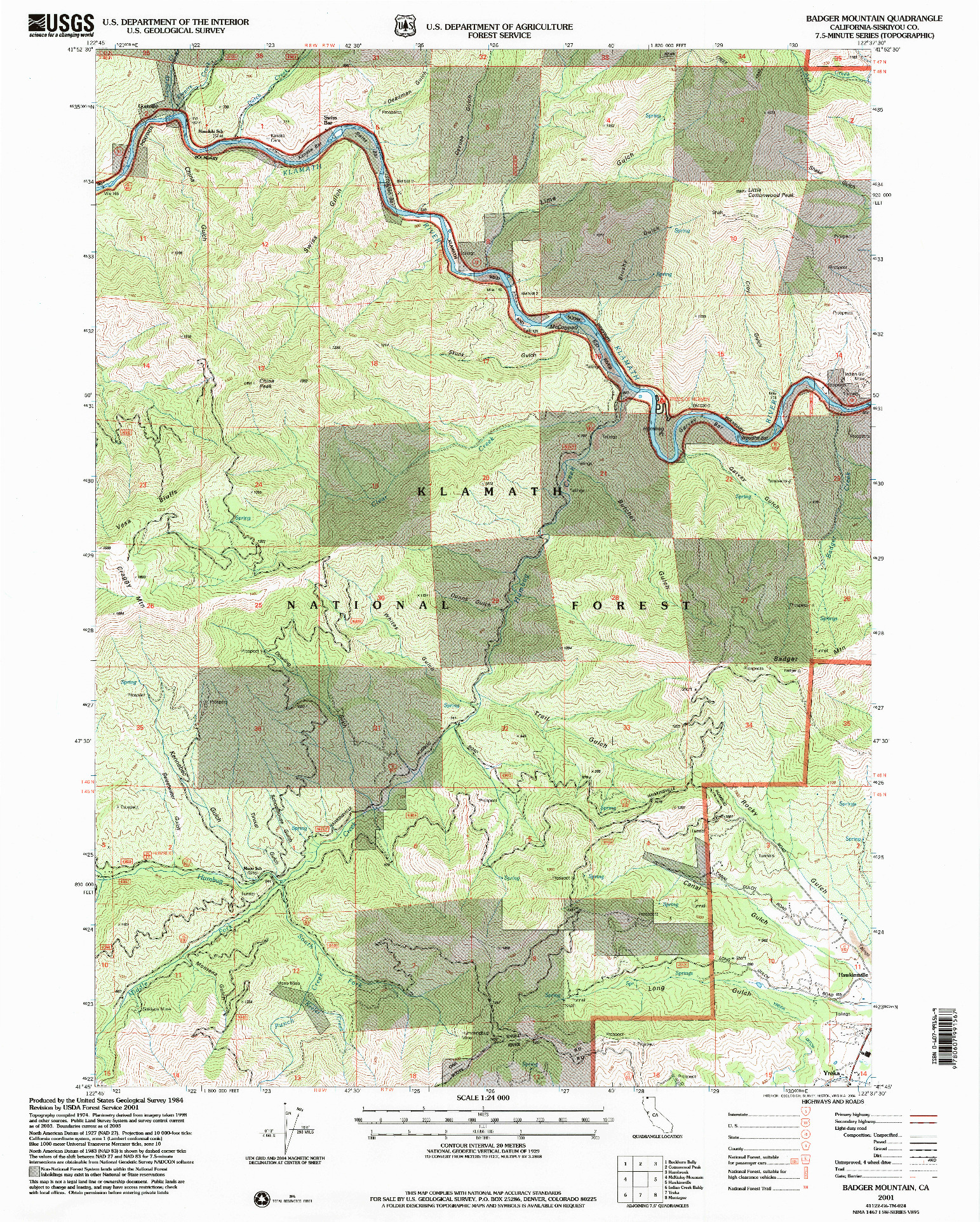 USGS 1:24000-SCALE QUADRANGLE FOR BADGER MOUNTAIN, CA 2001