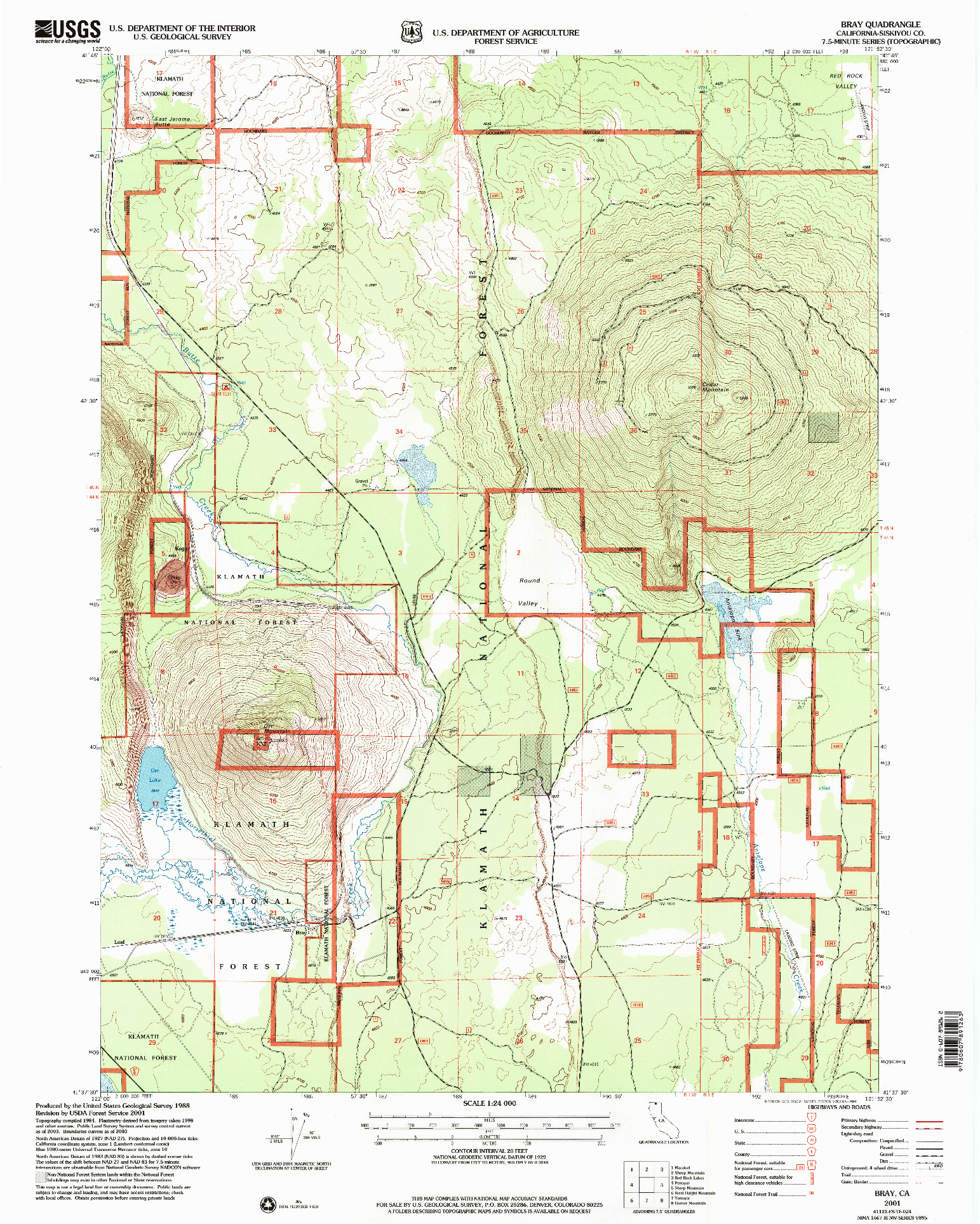 USGS 1:24000-SCALE QUADRANGLE FOR BRAY, CA 2001