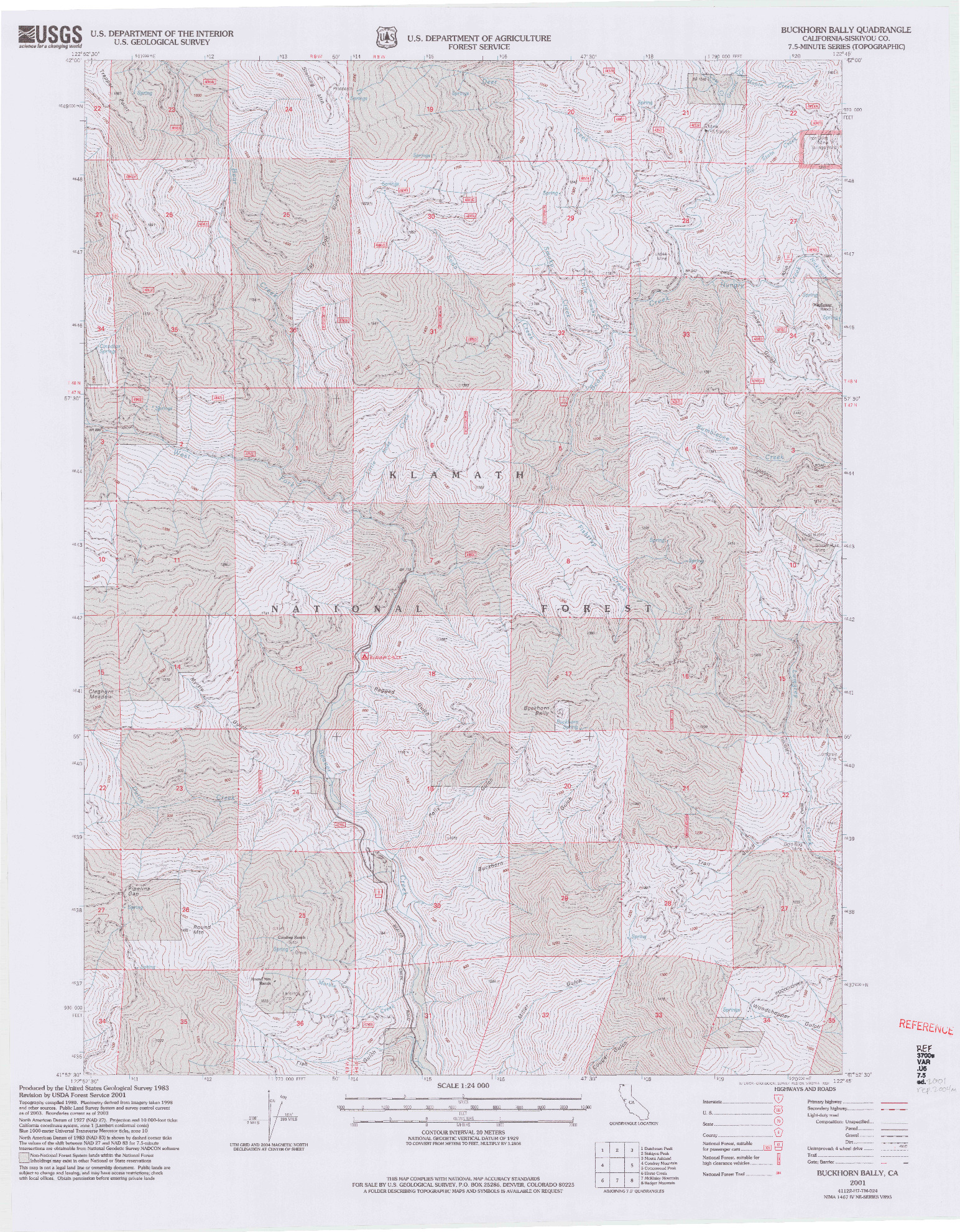 USGS 1:24000-SCALE QUADRANGLE FOR BUCKHORN BALLY, CA 2001