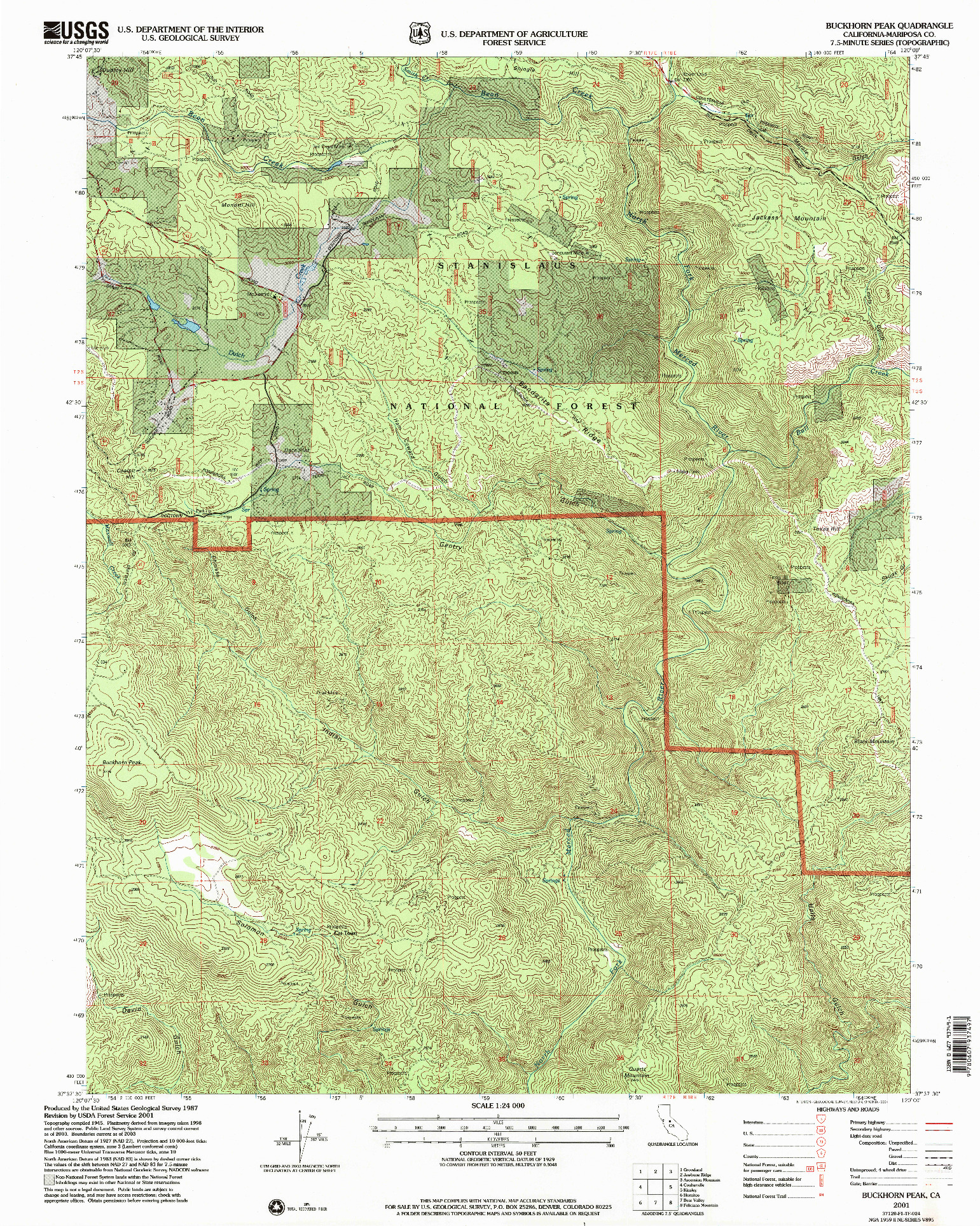 USGS 1:24000-SCALE QUADRANGLE FOR BUCKHORN PEAK, CA 2001
