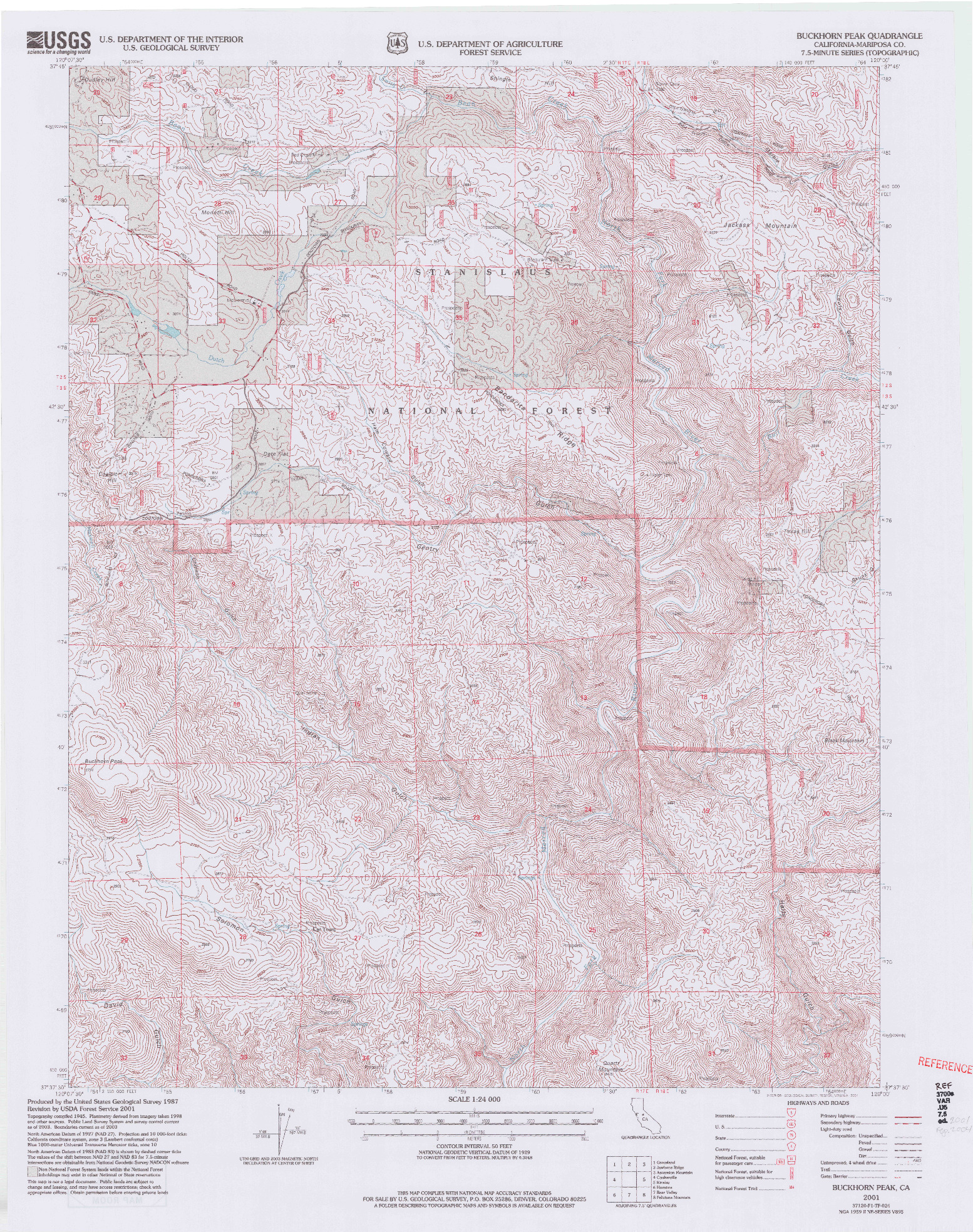 USGS 1:24000-SCALE QUADRANGLE FOR BUCKHORN PEAK, CA 2001