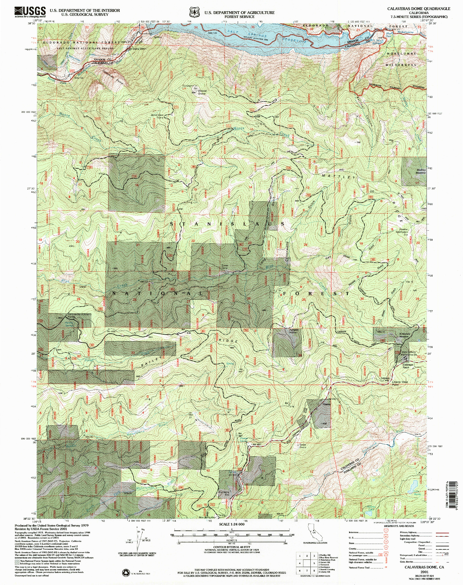USGS 1:24000-SCALE QUADRANGLE FOR CALAVERAS DOME, CA 2001