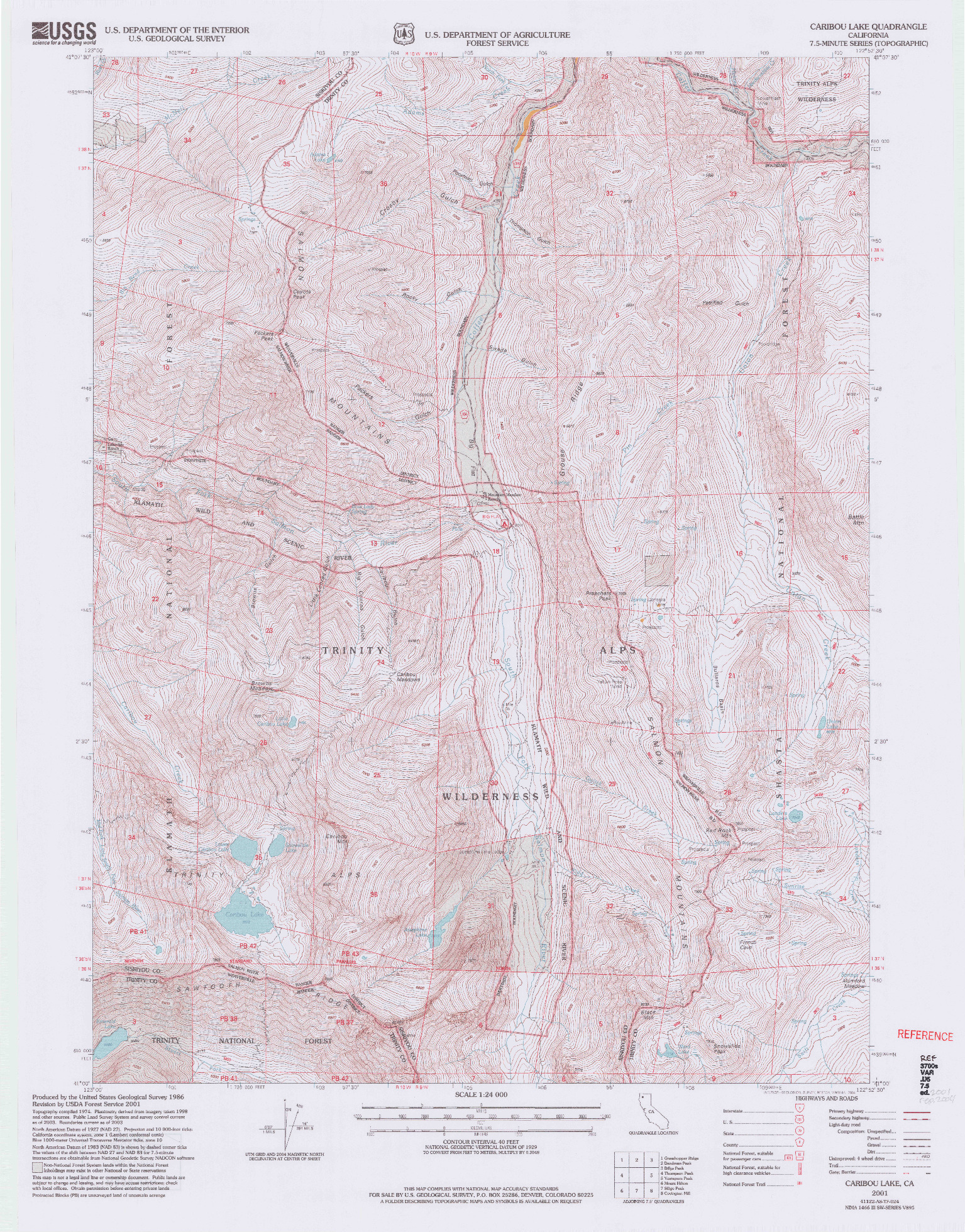 USGS 1:24000-SCALE QUADRANGLE FOR CARIBOU LAKE, CA 2001