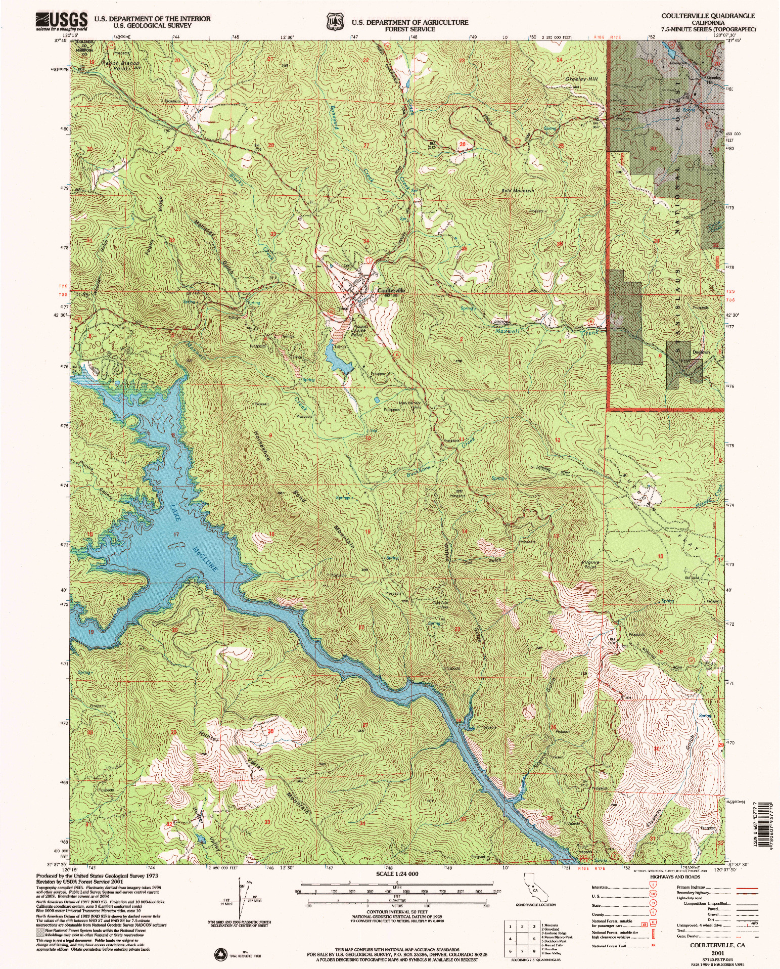 USGS 1:24000-SCALE QUADRANGLE FOR COULTERVILLE, CA 2001