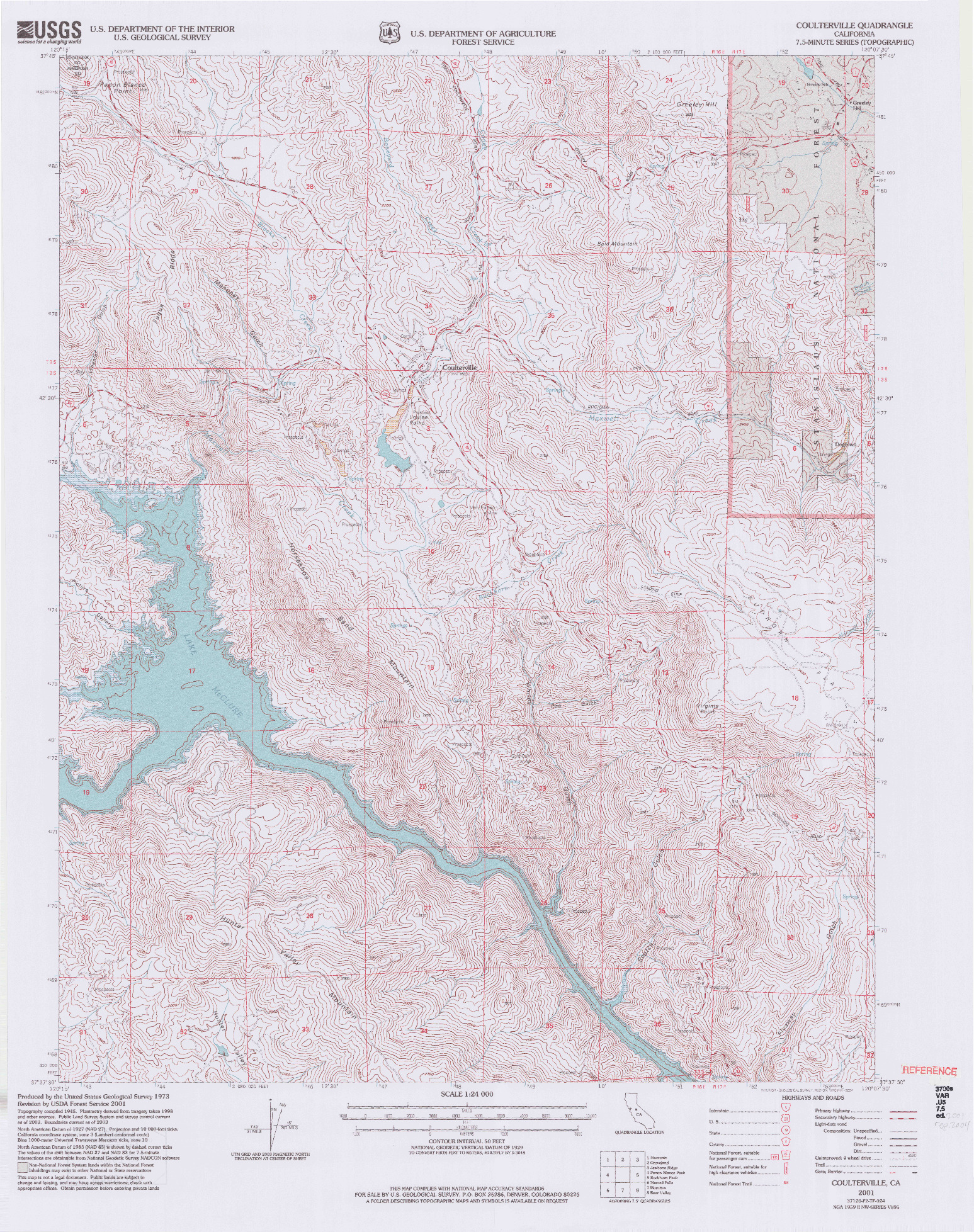 USGS 1:24000-SCALE QUADRANGLE FOR COULTERVILLE, CA 2001