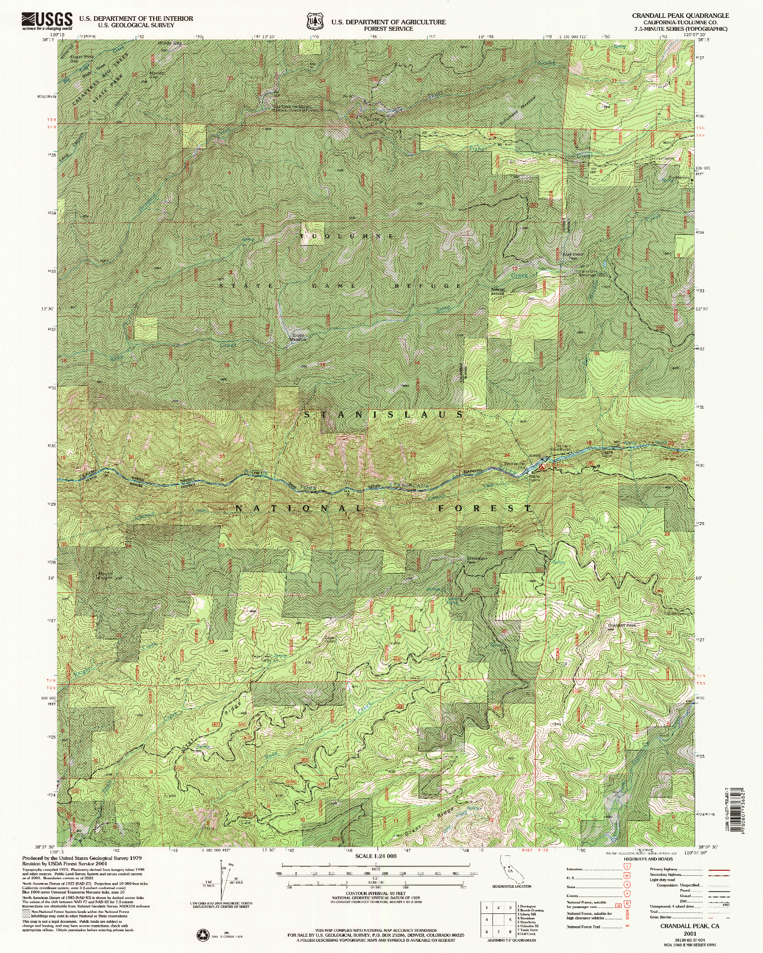 USGS 1:24000-SCALE QUADRANGLE FOR CRANDALL PEAK, CA 2001