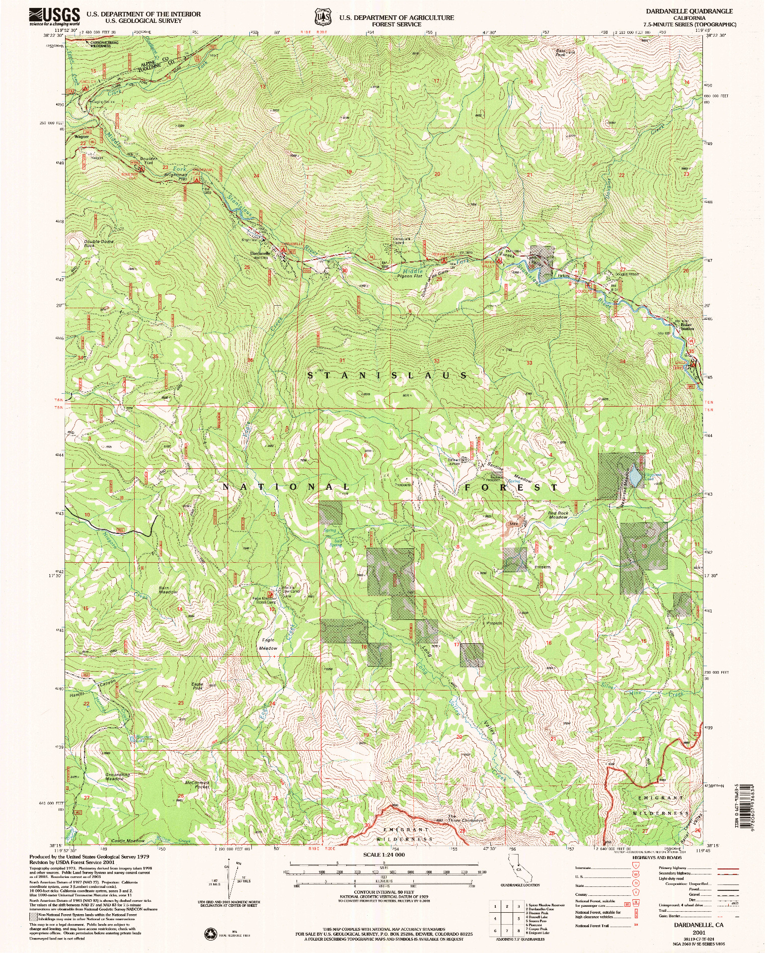 USGS 1:24000-SCALE QUADRANGLE FOR DARDANELLE, CA 2001
