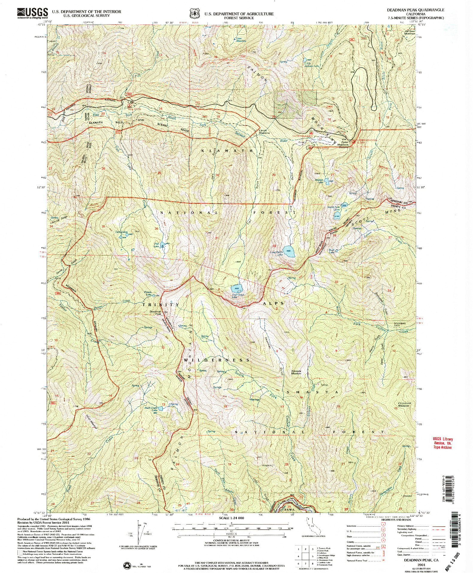 USGS 1:24000-SCALE QUADRANGLE FOR DEADMAN PEAK, CA 2001