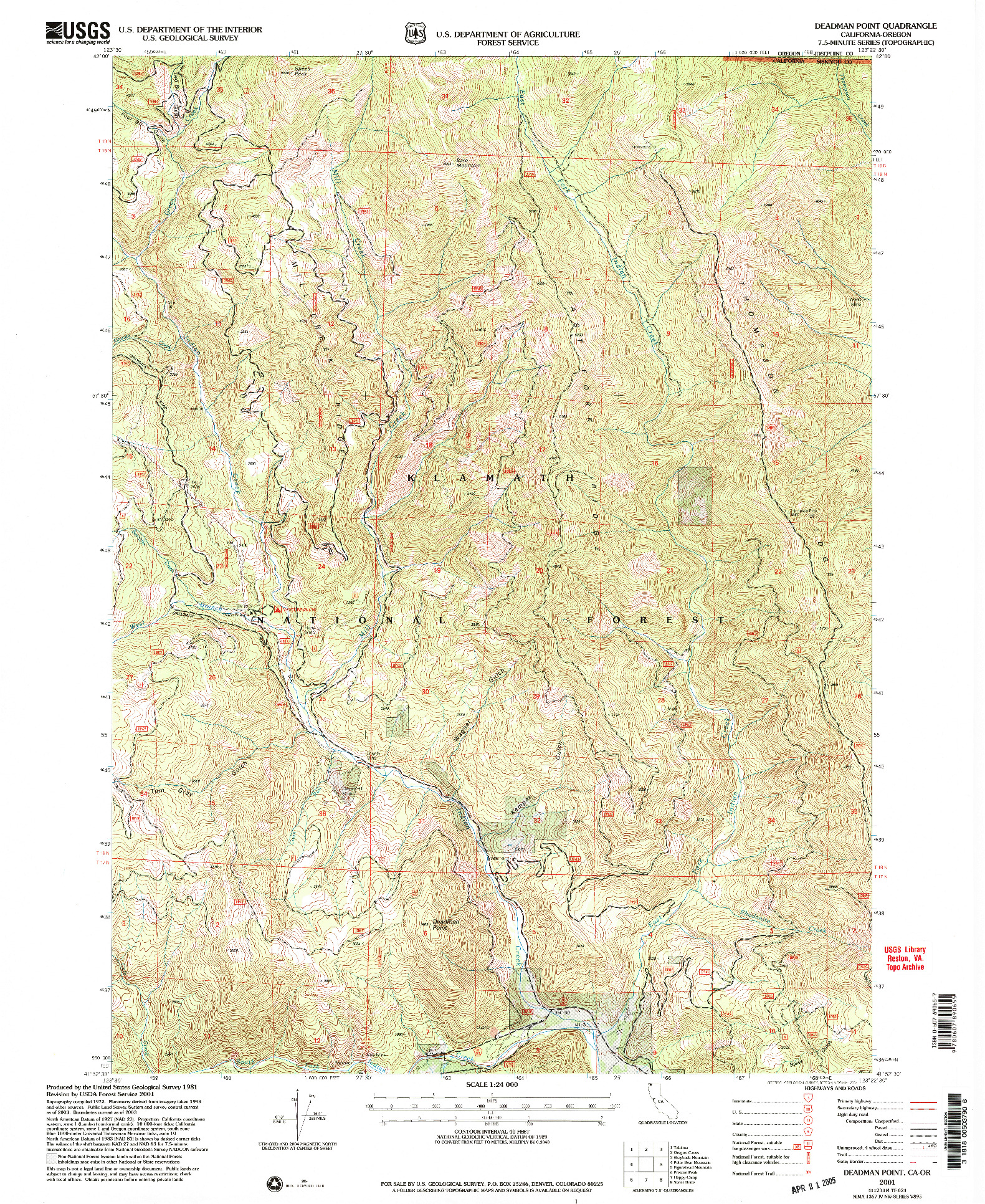 USGS 1:24000-SCALE QUADRANGLE FOR DEADMAN POINT, CA 2001