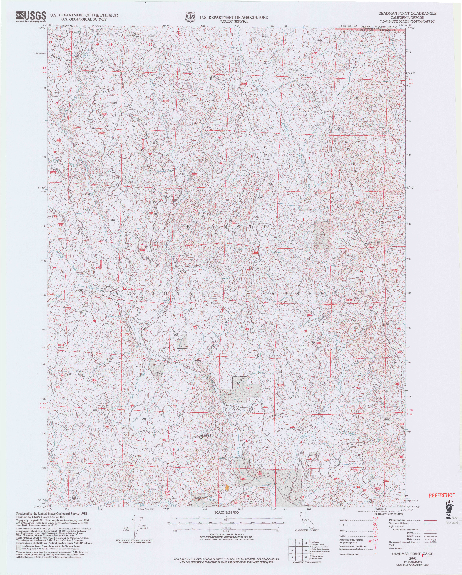 USGS 1:24000-SCALE QUADRANGLE FOR DEADMAN POINT, CA 2001