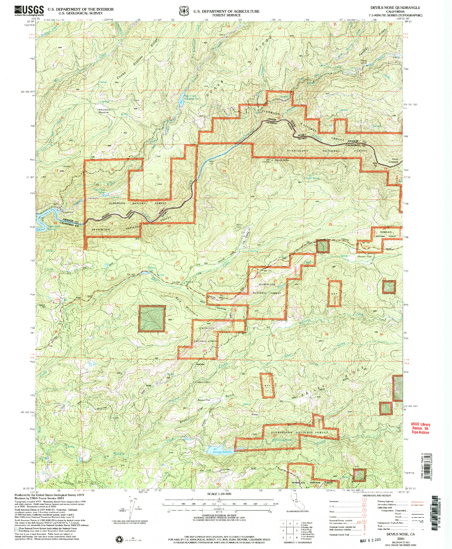 USGS 1:24000-SCALE QUADRANGLE FOR DEVILS NOSE, CA 2001