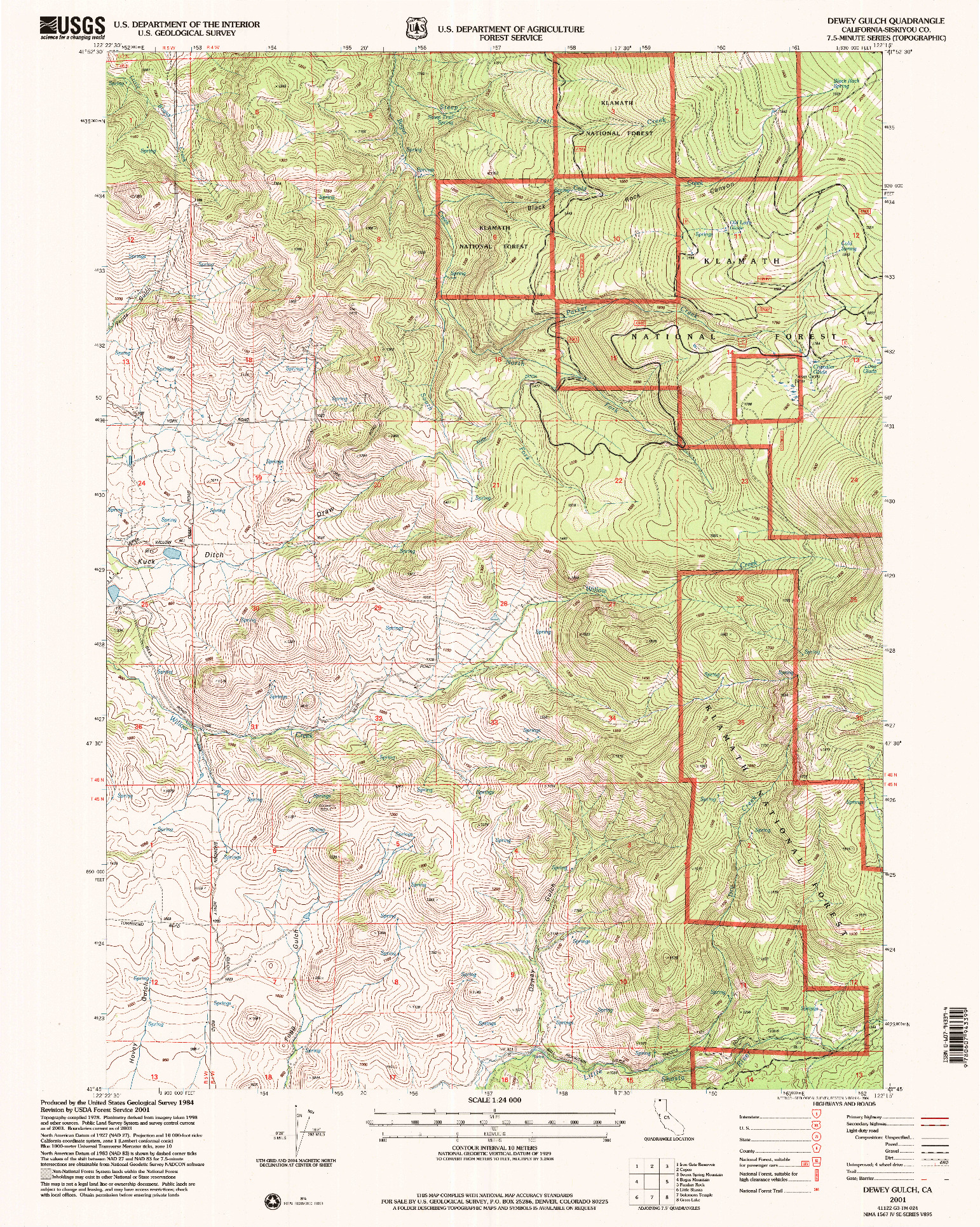 USGS 1:24000-SCALE QUADRANGLE FOR DEWEY GULCH, CA 2001