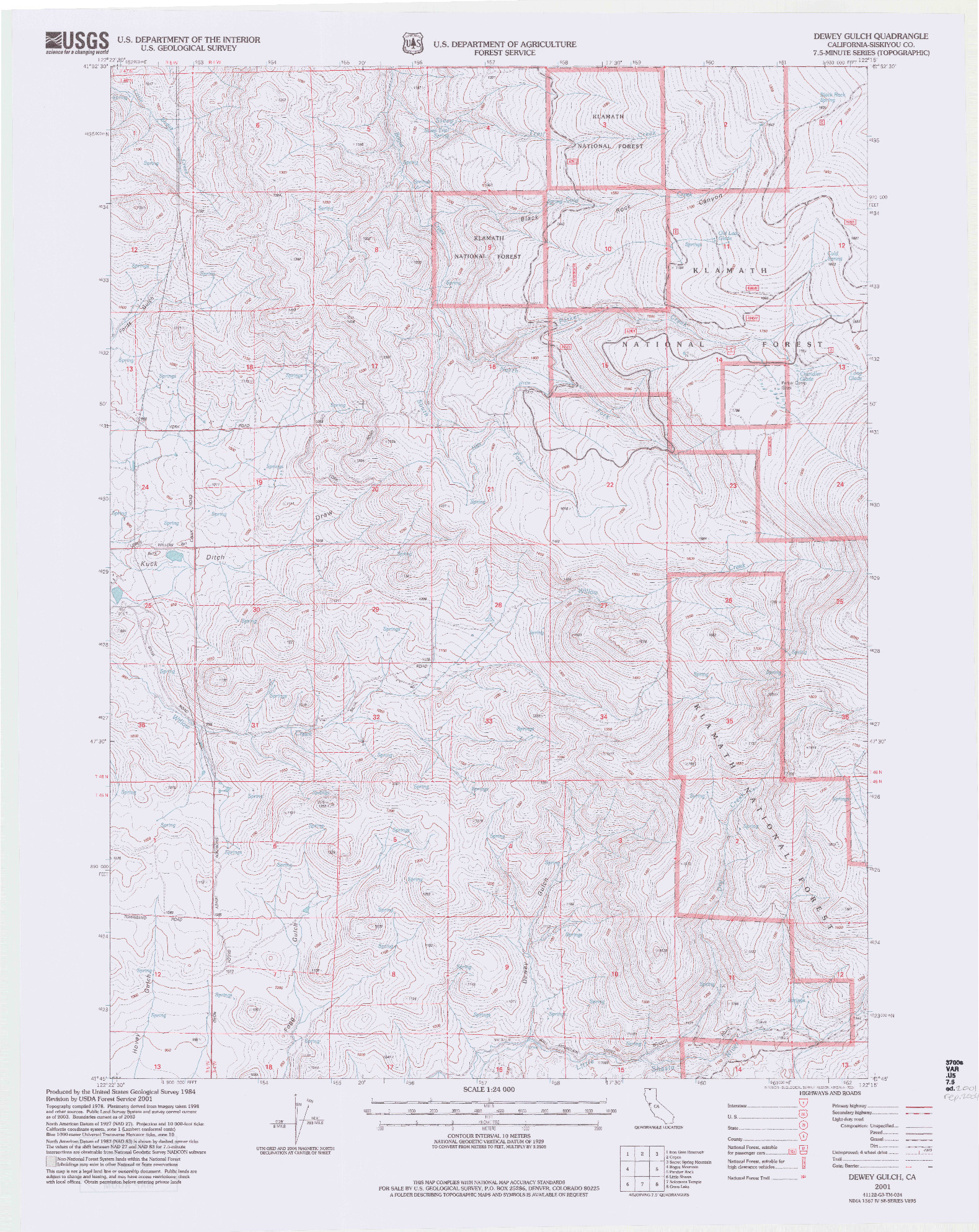 USGS 1:24000-SCALE QUADRANGLE FOR DEWEY GULCH, CA 2001