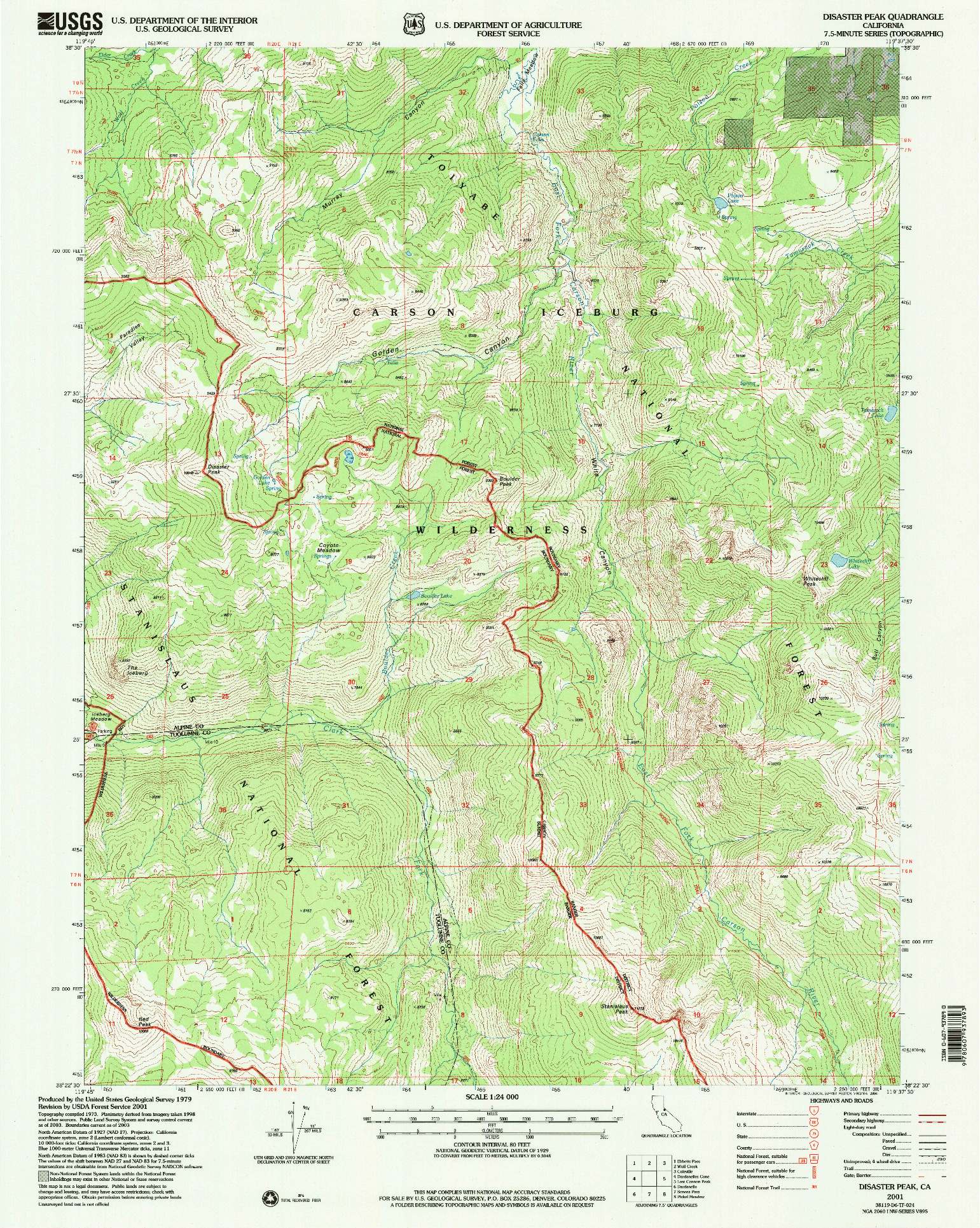 USGS 1:24000-SCALE QUADRANGLE FOR DISASTER PEAK, CA 2001