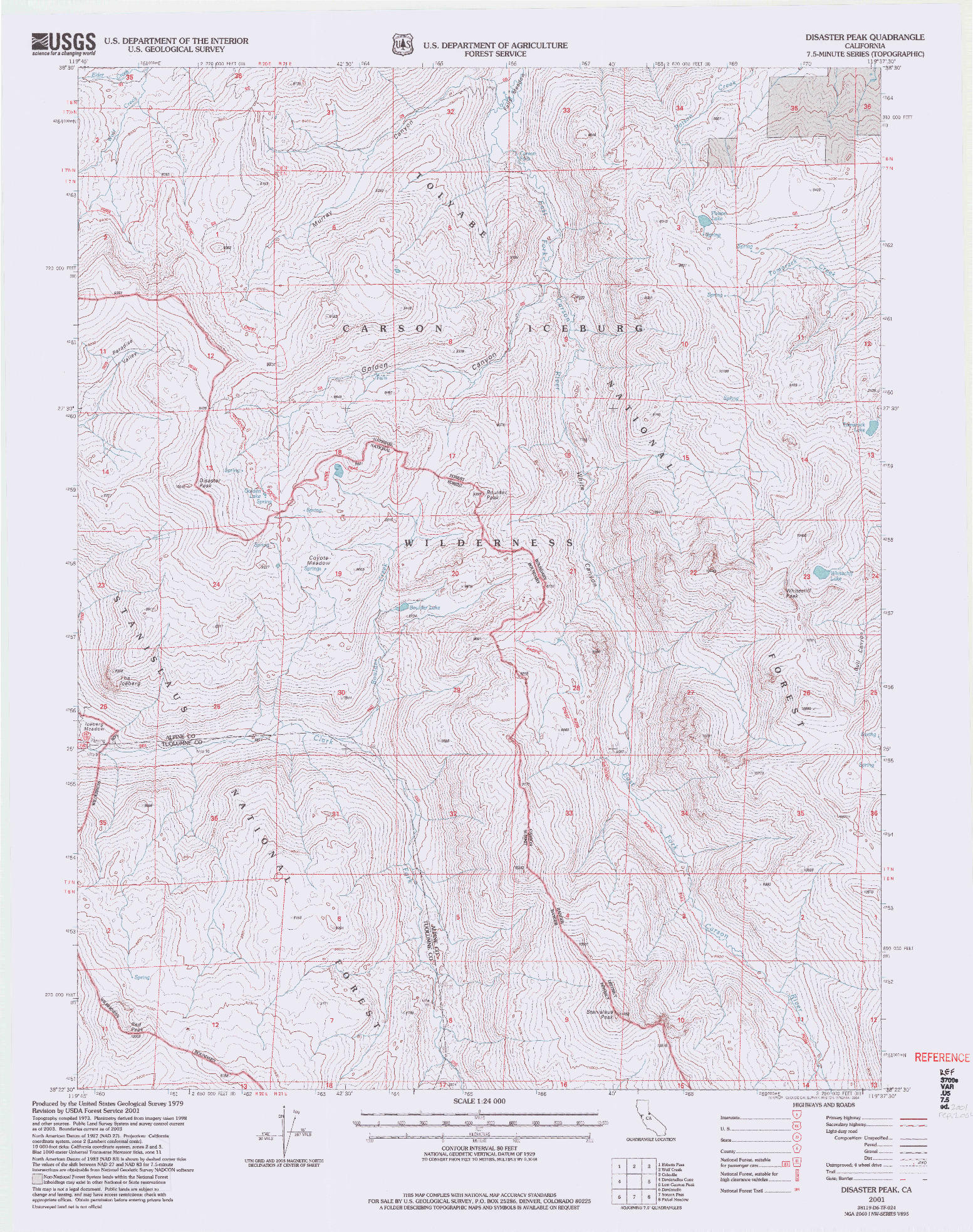 USGS 1:24000-SCALE QUADRANGLE FOR DISASTER PEAK, CA 2001