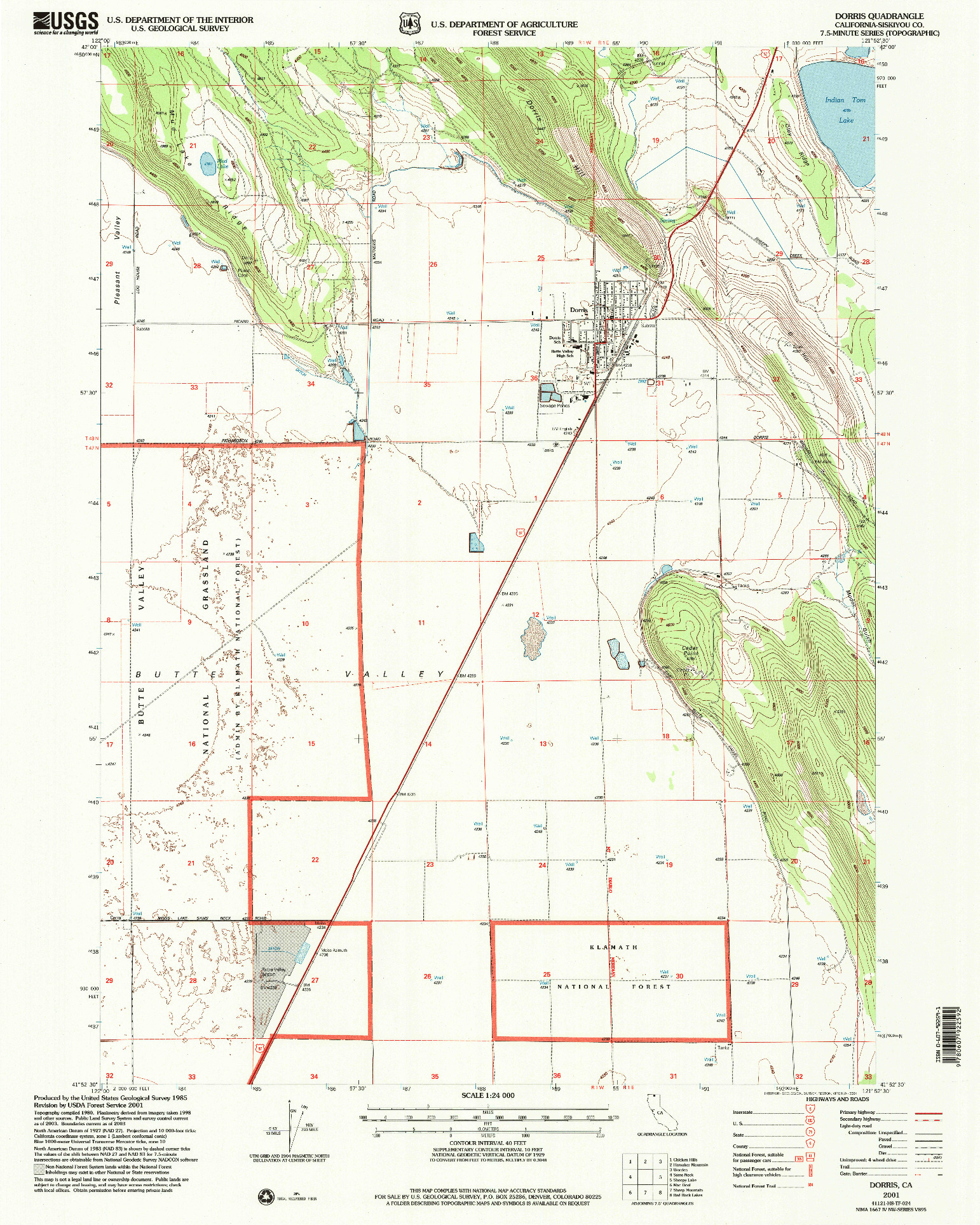 USGS 1:24000-SCALE QUADRANGLE FOR DORRIS, CA 2001