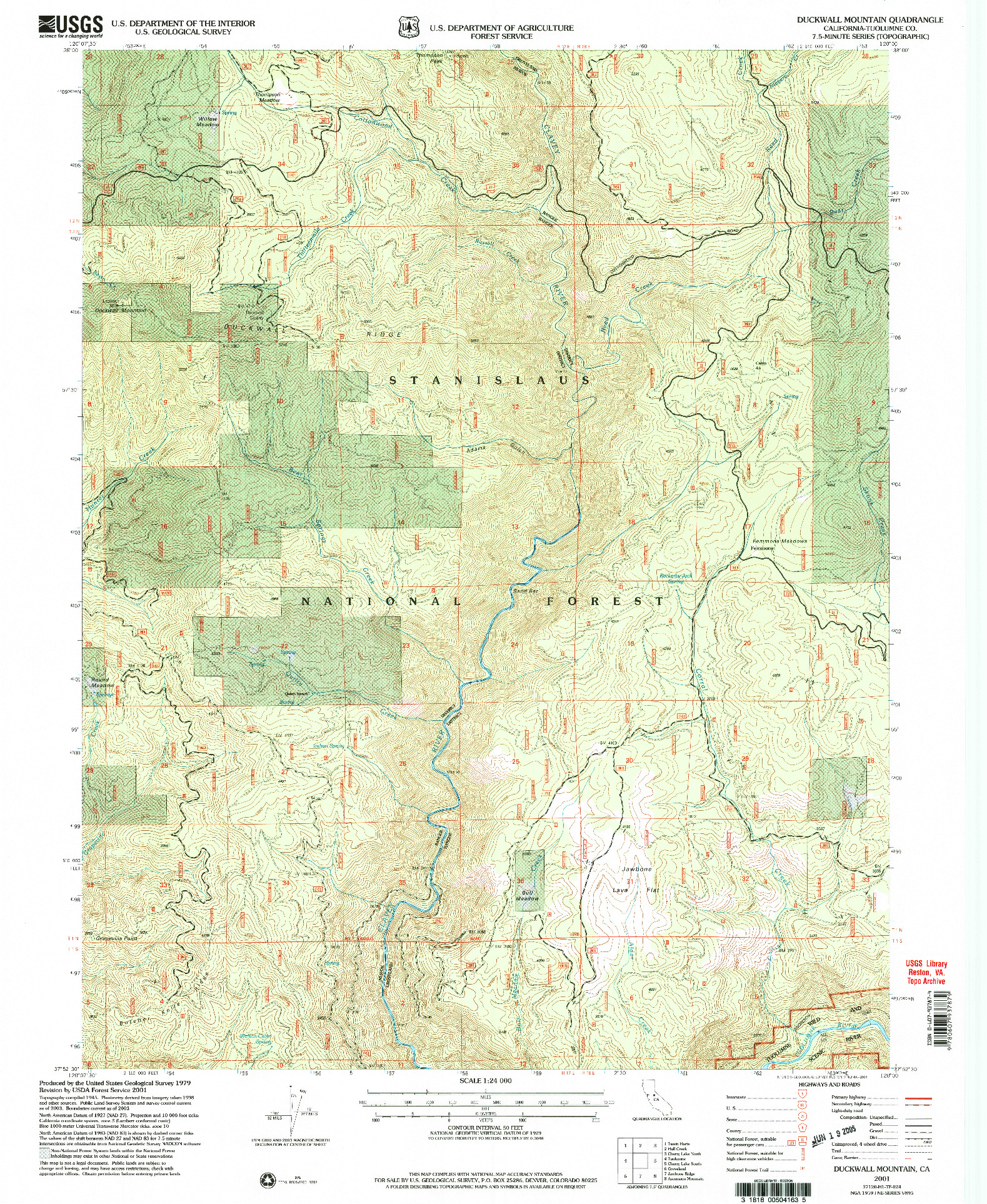 USGS 1:24000-SCALE QUADRANGLE FOR DUCKWALL MOUNTAIN, CA 2001