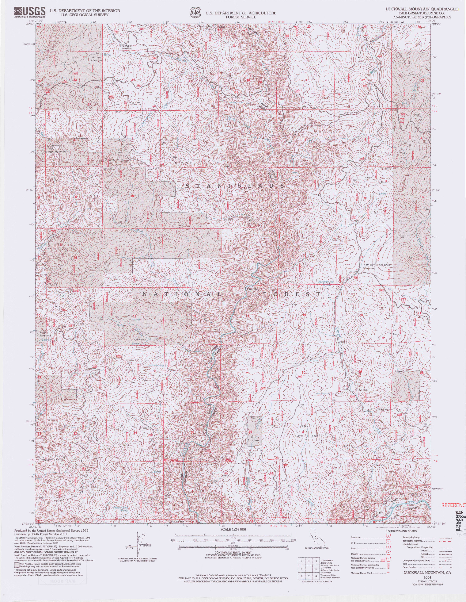 USGS 1:24000-SCALE QUADRANGLE FOR DUCKWALL MTN, CA 2001