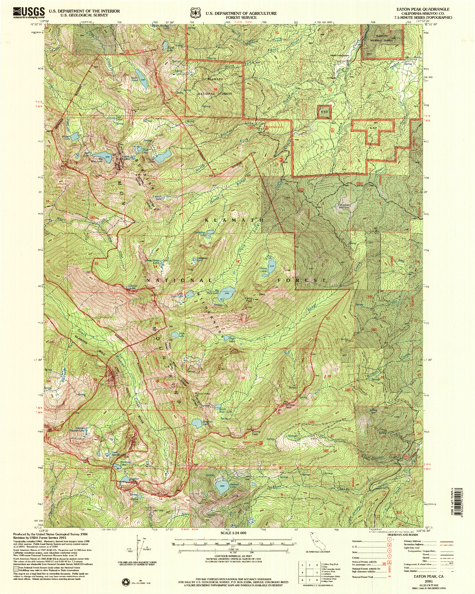 USGS 1:24000-SCALE QUADRANGLE FOR EATON PEAK, CA 2001